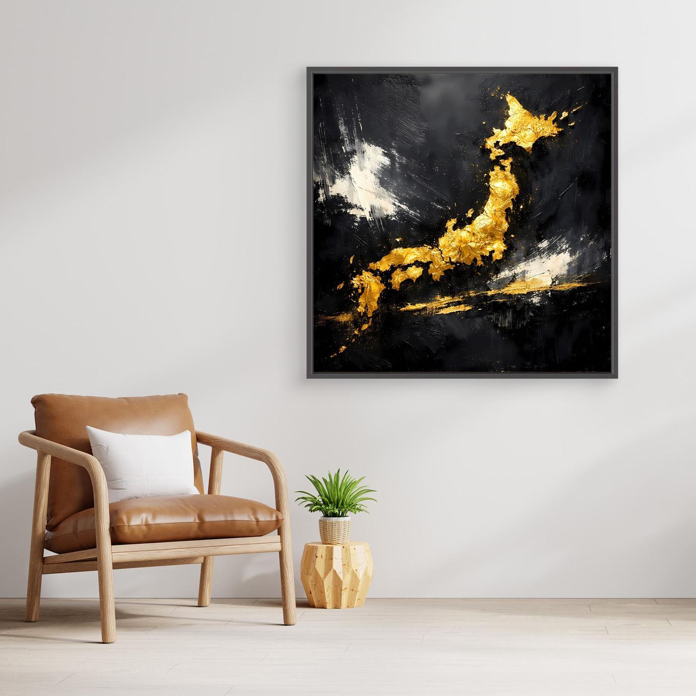 Leinwand Elegante Japan-Karte in Gold & Schwarz | Modernes Abstraktes Wandbild