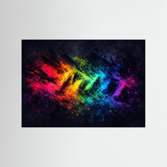 Explosive Regenbogen Kunst | Bunkts Abstraktes Wandbild & Kunst Poster Querformat