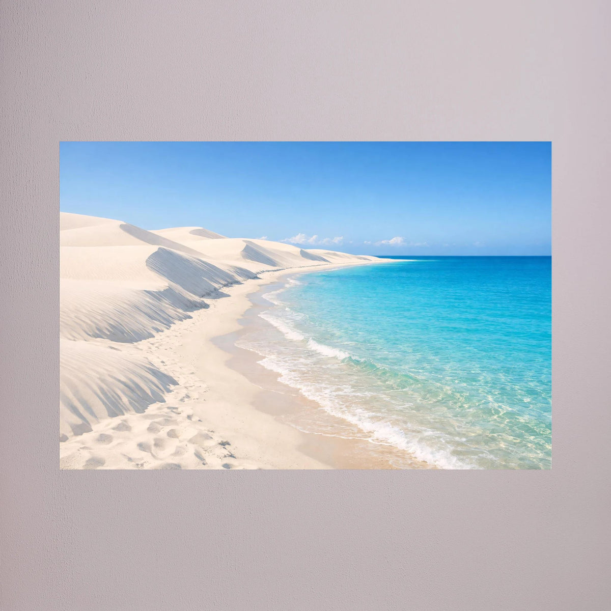Poster mit Sanddünen und türkisfarbenem Meer, querformat