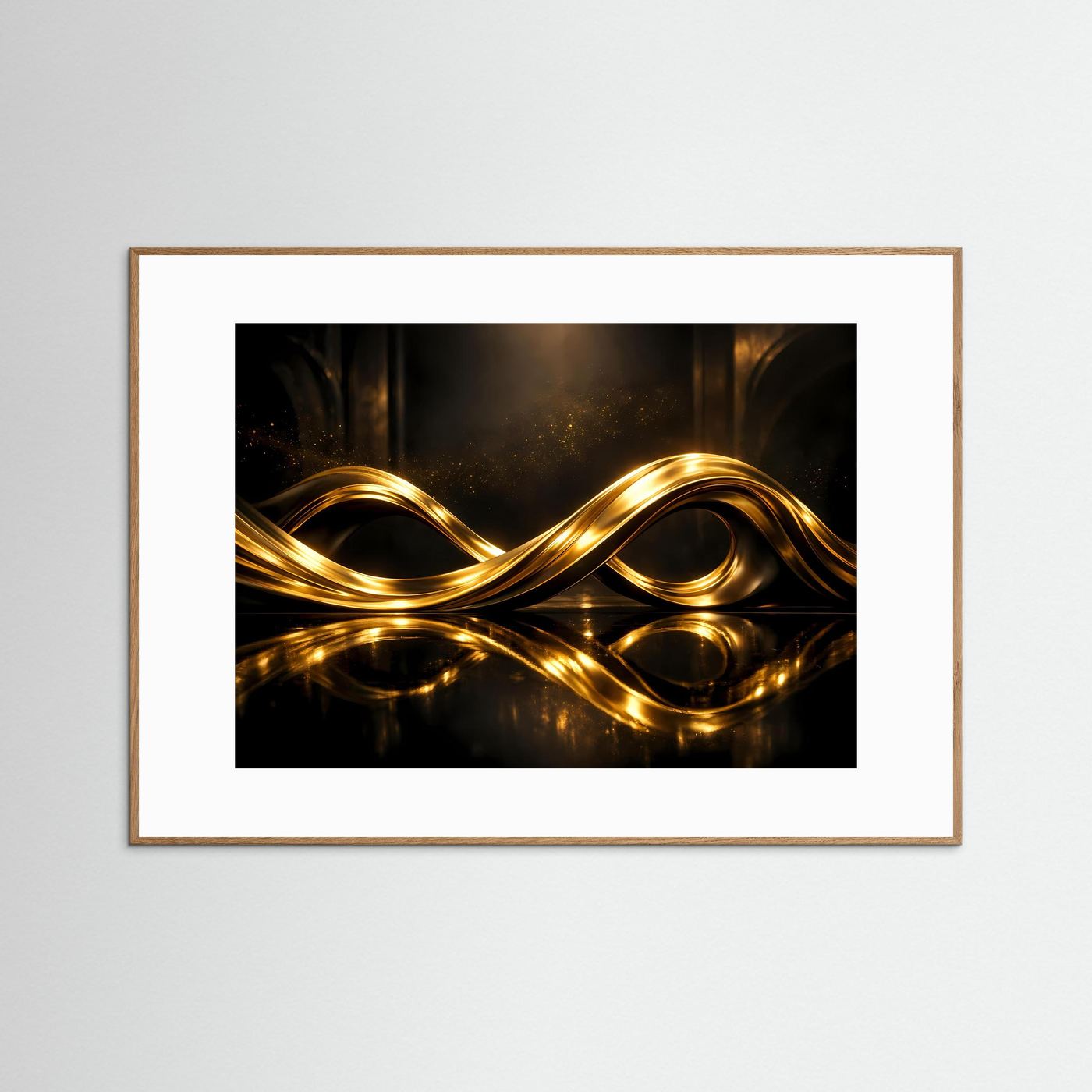 Elegante Goldene Wellen im Unendlichkeitsdesign | Luxus Kunst & Abstrakte Wanddeko Querformat