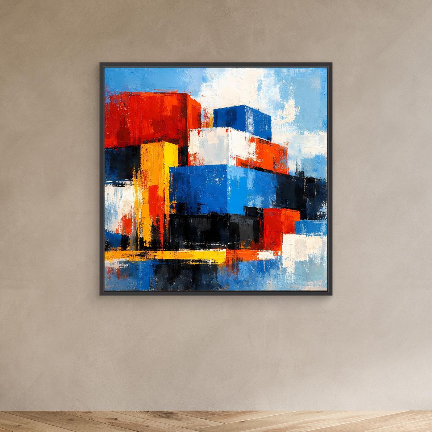 Leinwand Abstrakte Geometrische Kuben | Modernes Wandbild Bunte Blöcke