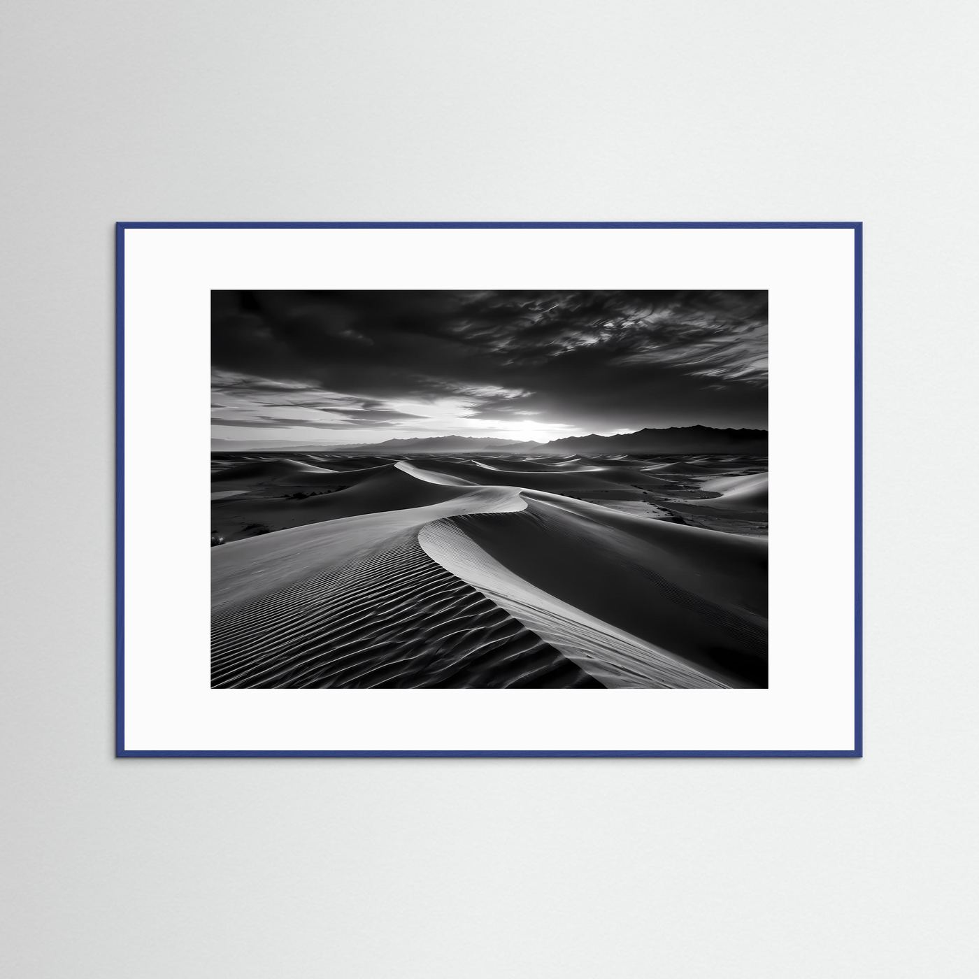 Wüsten Poster Schwarz Weiß | Minimalistische Dünen Landschaft | Moderne Fine Art Wandkunst | Monochromes Leinwandbild | Panorama Natur | Elegante Wanddeko