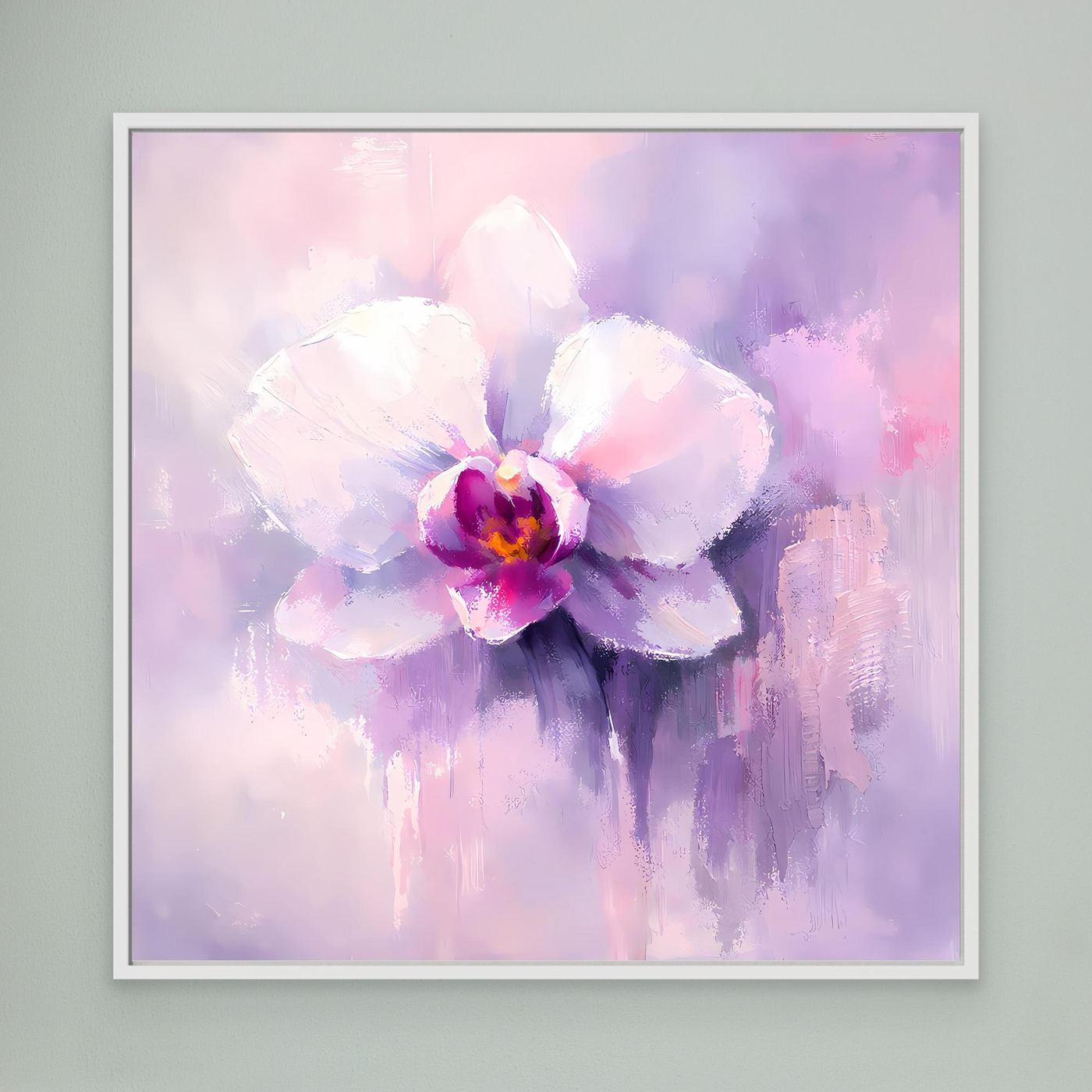 Leinwand Abstraktes Orchideen Blütenbild | Modernes Wandbild Weiß Violett Pink