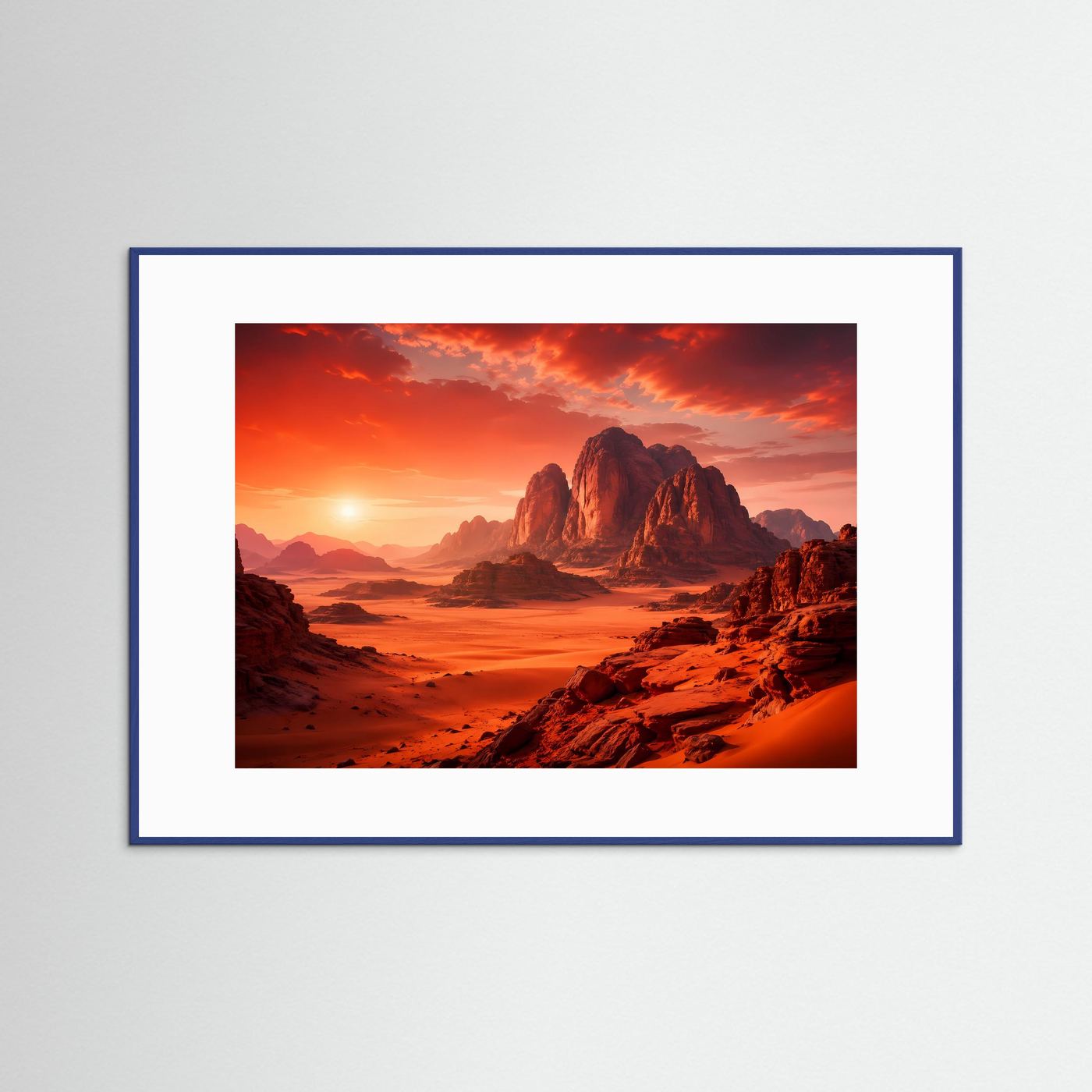 Feuriger Sonnenuntergang im Wadi Rum | Wüste & Jordanien Natur Poster