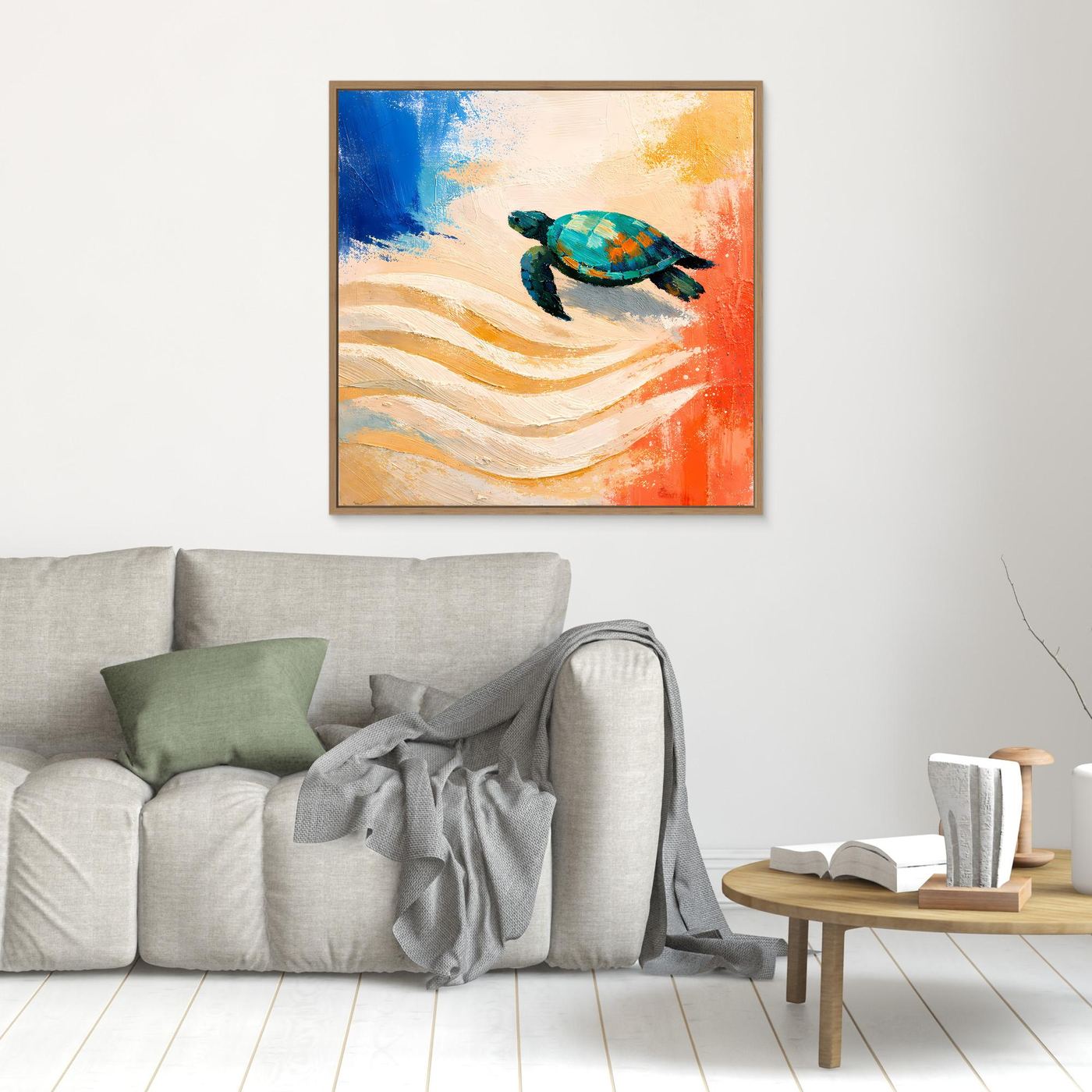 Leinwand Elegante Meeresschildkröte im Ozean | Abstraktes Strand & Meer Wandbild