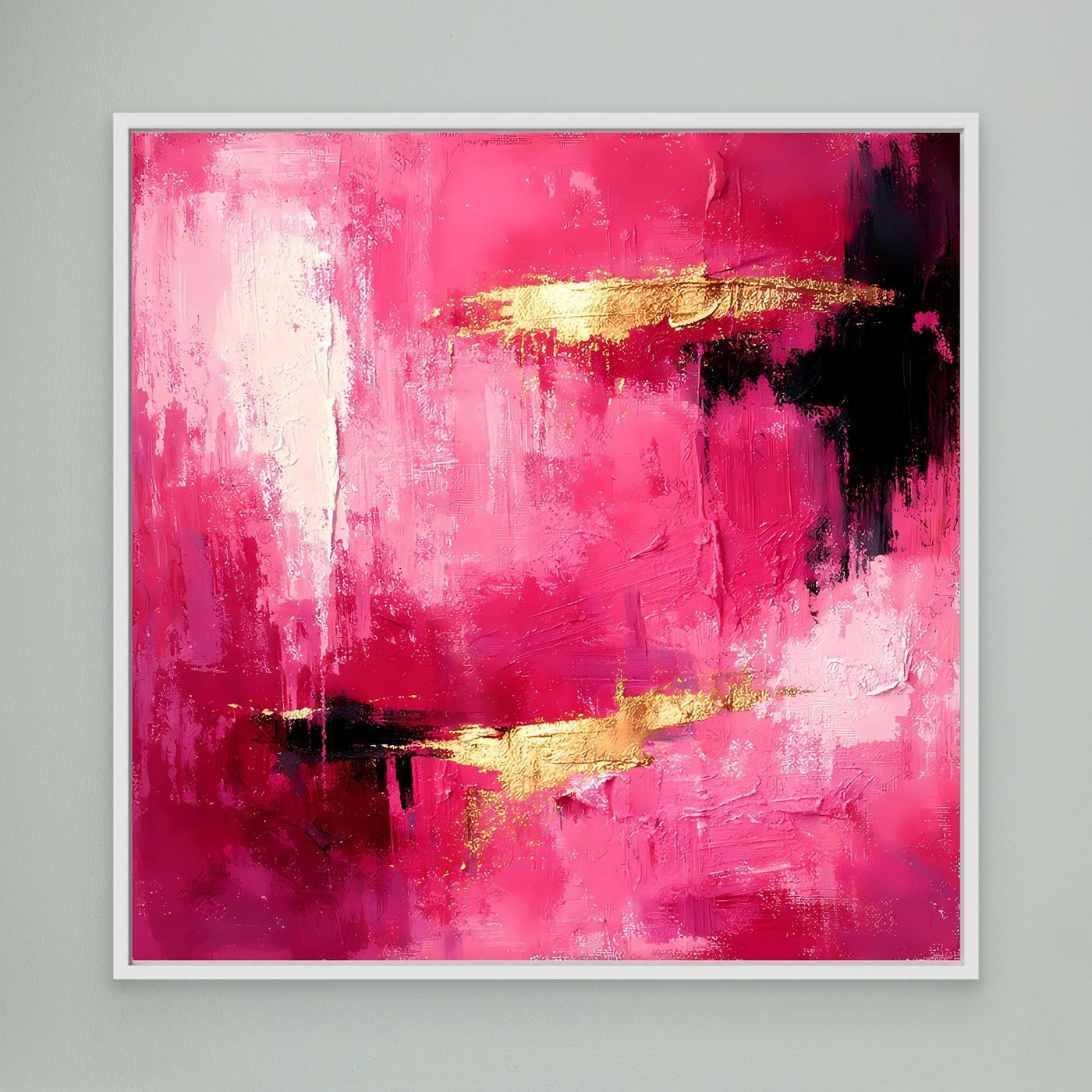 Leinwand Abstraktes Gemälde in Rosa und Gold | Modernes Elegantes Wandbild
