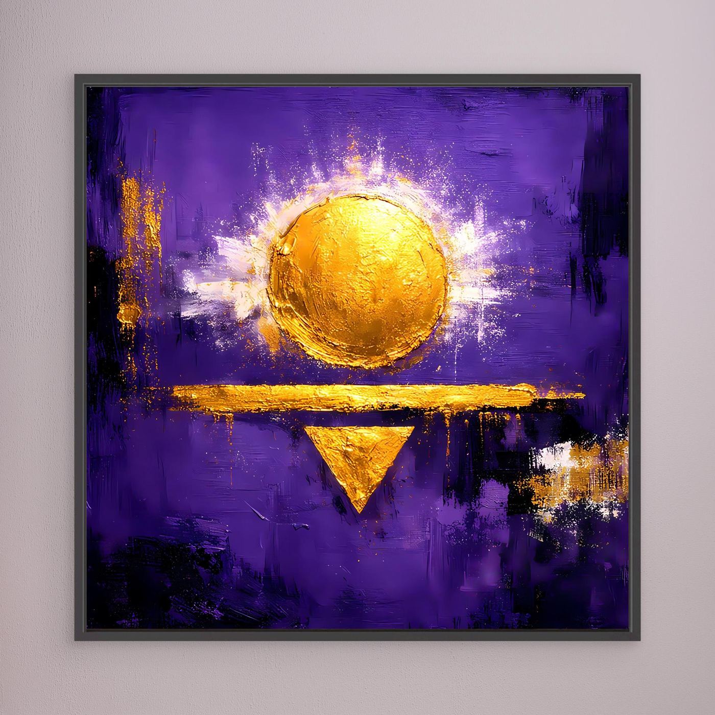 Leinwand Kosmische Sonne auf Violett | Abstraktes Geometrisches Wandbild Moderne Kunst