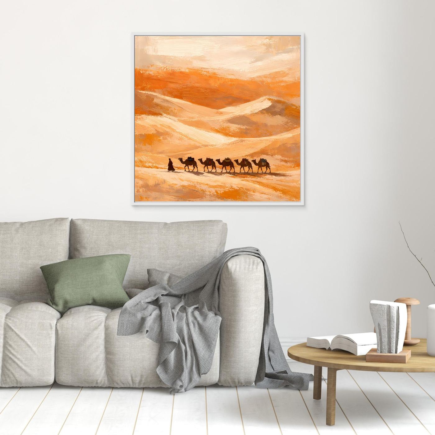 Leinwand Kamelkarawane in der Wüste | Abstraktes Orient Wandbild