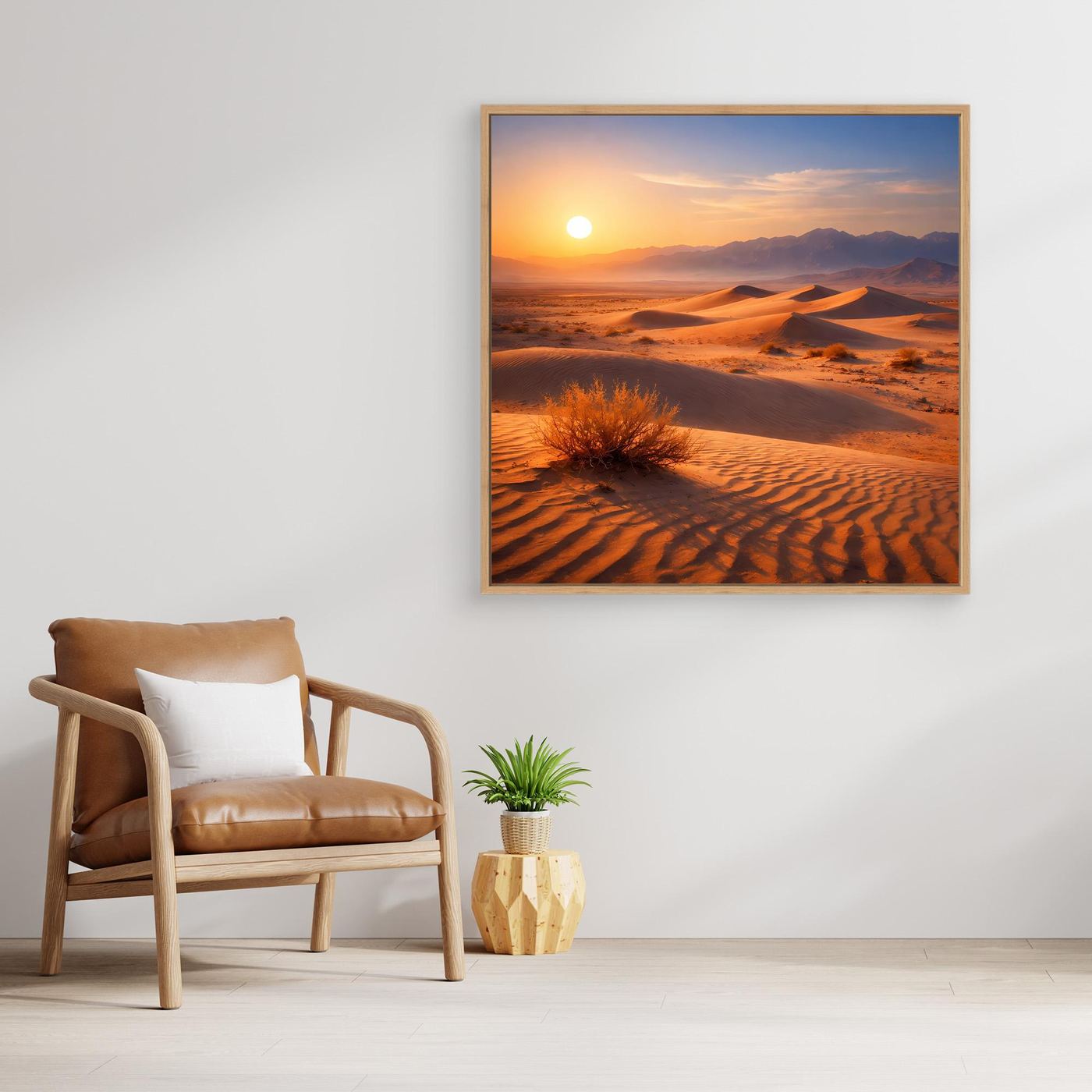 Leinwand Goldener Sonnenuntergang in der Wüste | Modernes Dünen-Landschaft Wandbild