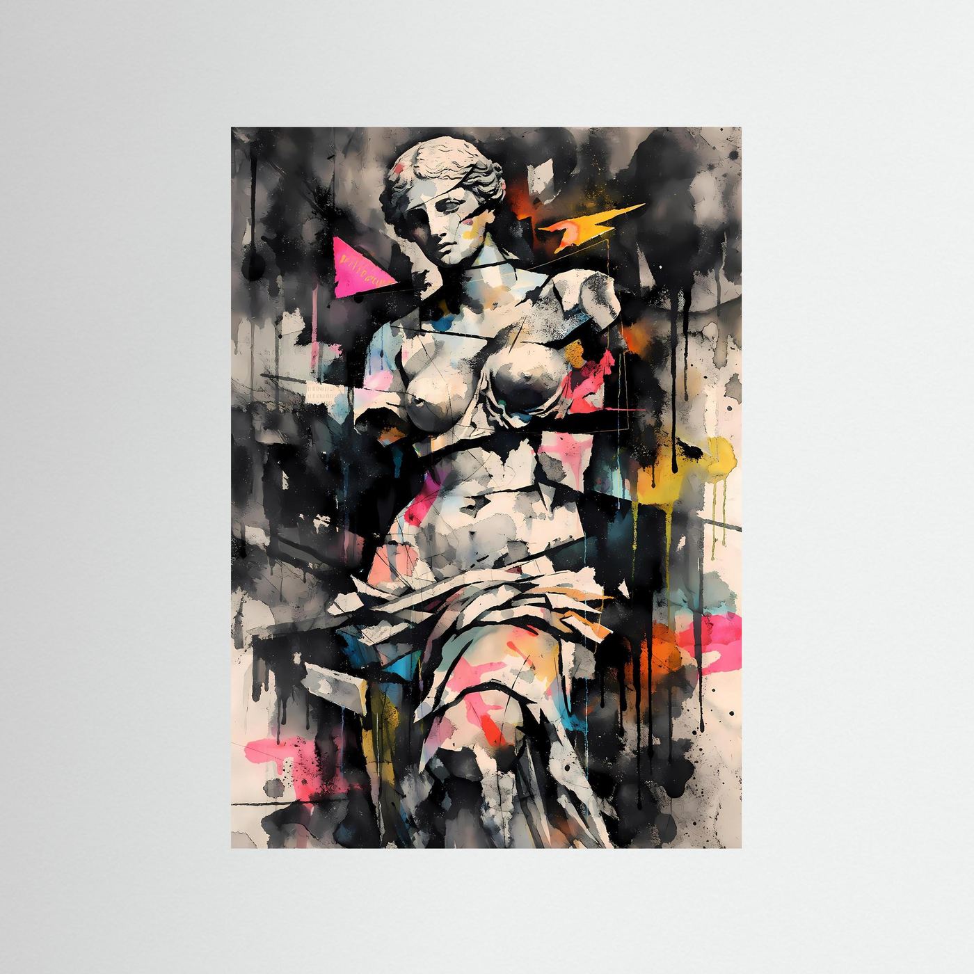 Die Dekonstruktion der Schönheit | Venus von Milo Poster in Graffiti-Optik & Pastellbunt | Abstraktes Kunstposter Hochformat