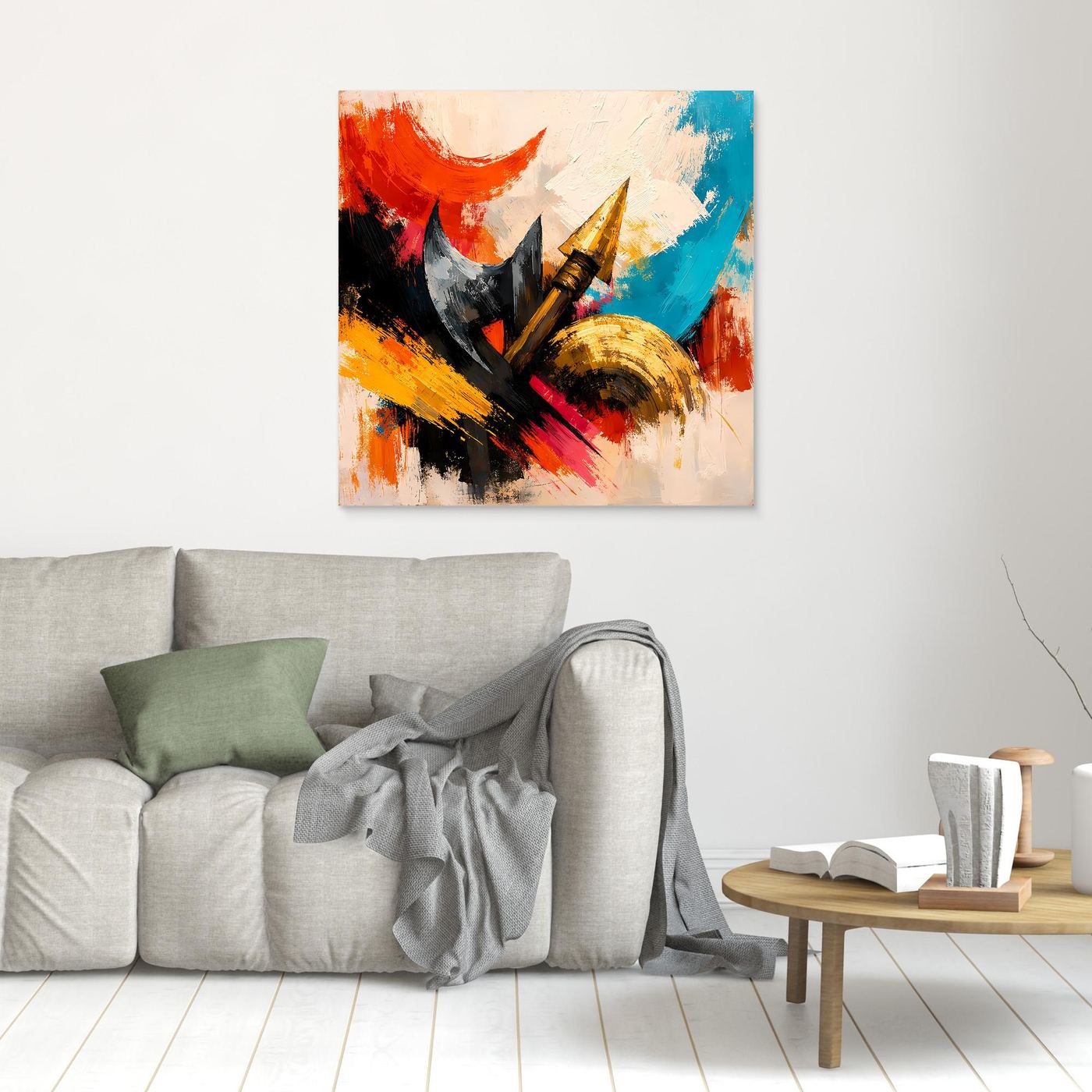 Premium Leinwand Abstrakte Wikinger Waffen | Modernes Kunst Poster Historische Wanddeko