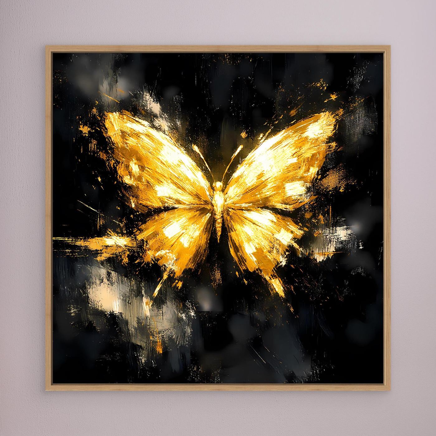 Leinwand Eleganter Goldener Schmetterling | Abstraktes Luxus Wandbild