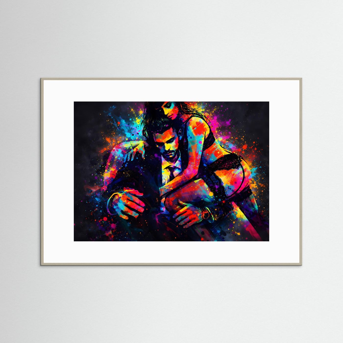 Abstrakte Duo‑Farbszene | Buntes Kunstposter Querformat