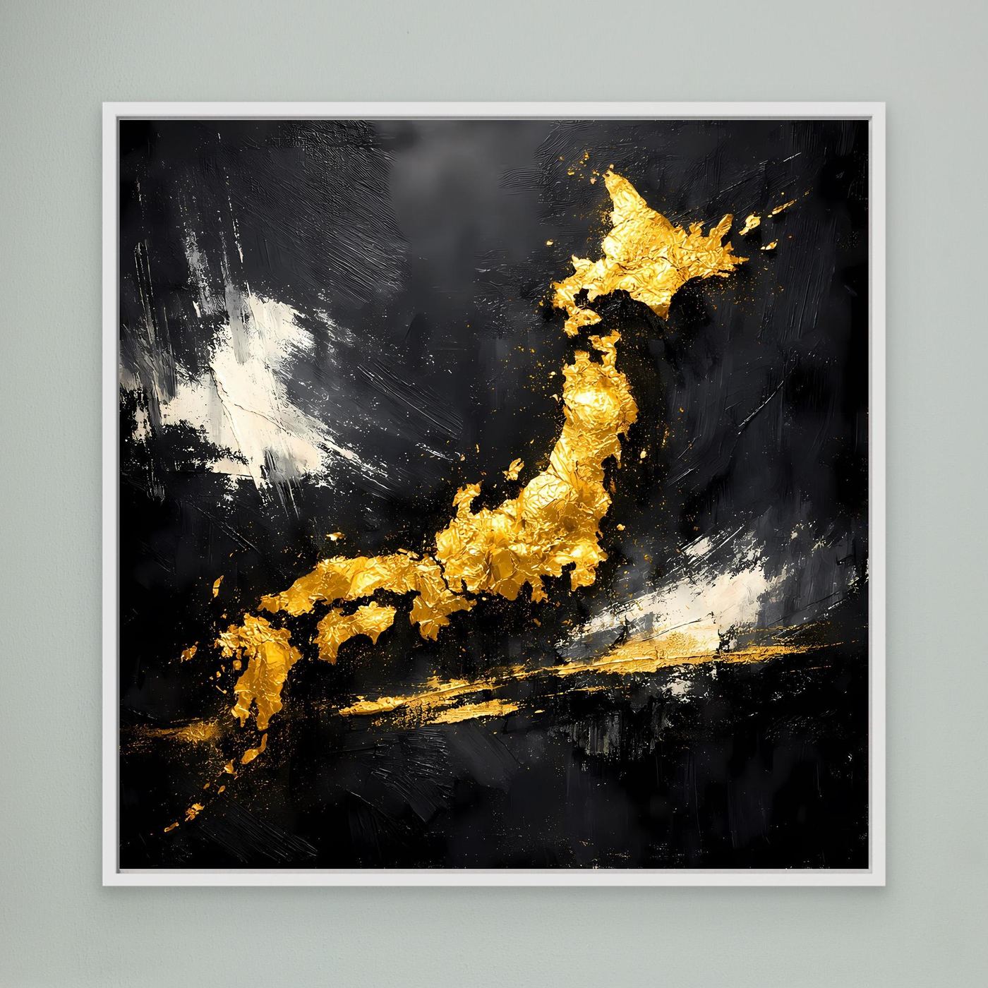 Leinwand Elegante Japan-Karte in Gold & Schwarz | Modernes Abstraktes Wandbild