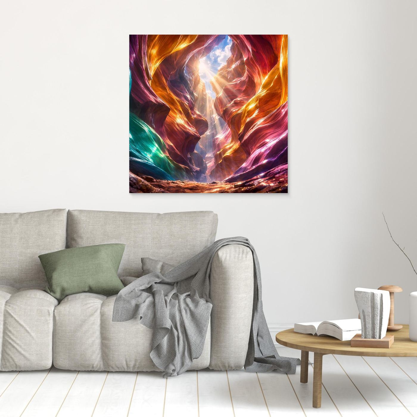 Leinwandbild Magischer Antelope Canyon | Abstraktes Felsenschauspiel Wandbild auf echtem Holzkeilrahmen