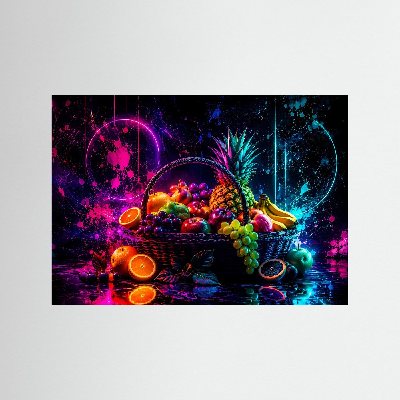 Neon Obstkorb in leuchtenden Farben | Moderne Pop Art mit Früchten