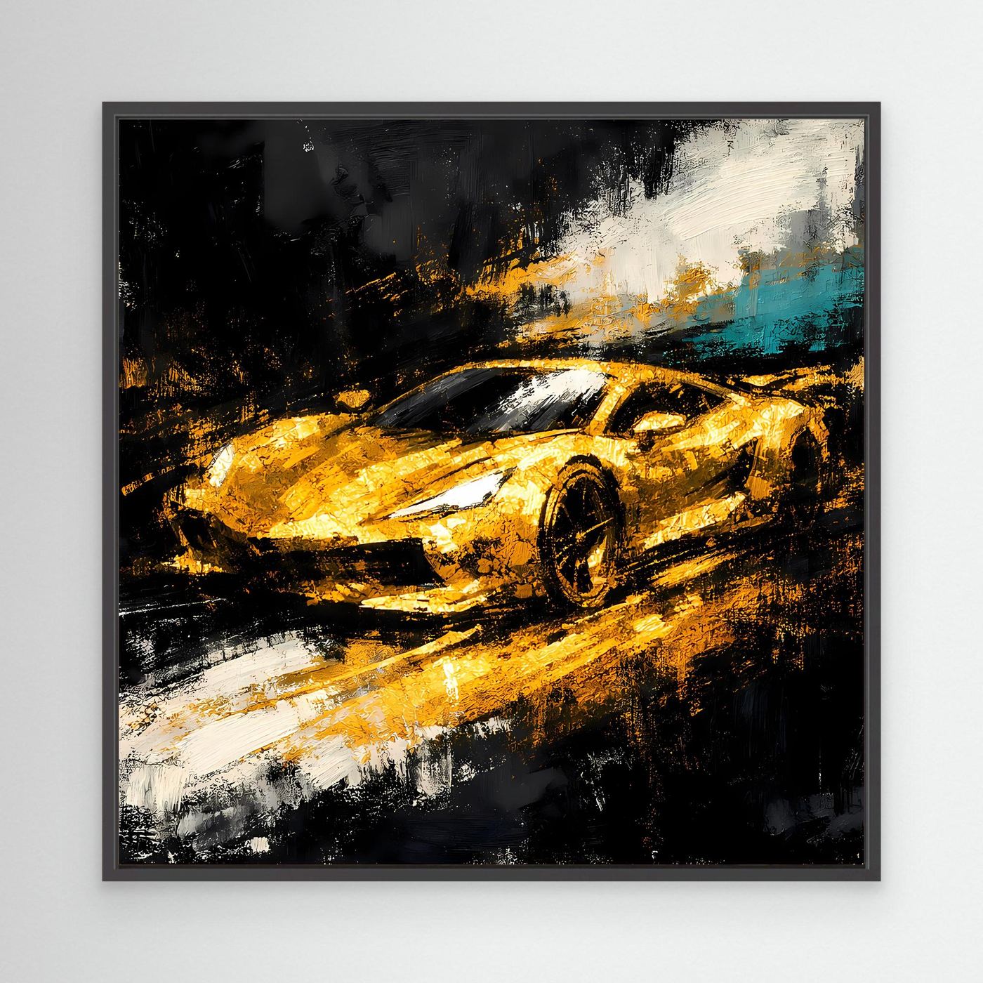 Leinwand Goldener Supersportwagen | Modernes Abstraktes Rennsport Wandbild