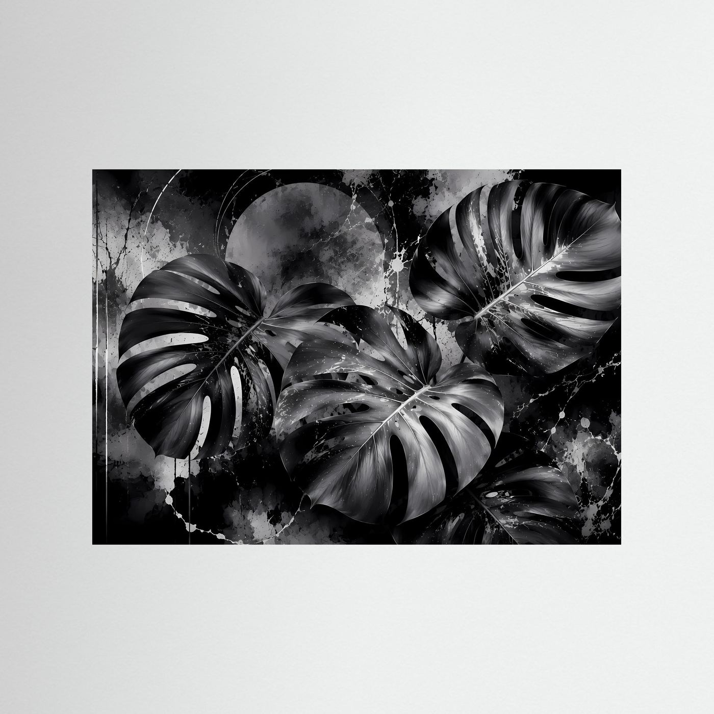 Monstera Schwarz Weiß Wandbild | Moderne Botanische Kunst | Tropische Blätter in Monochrom | Minimalistisches Pflanzen Poster | Elegante Premium Wanddekoration