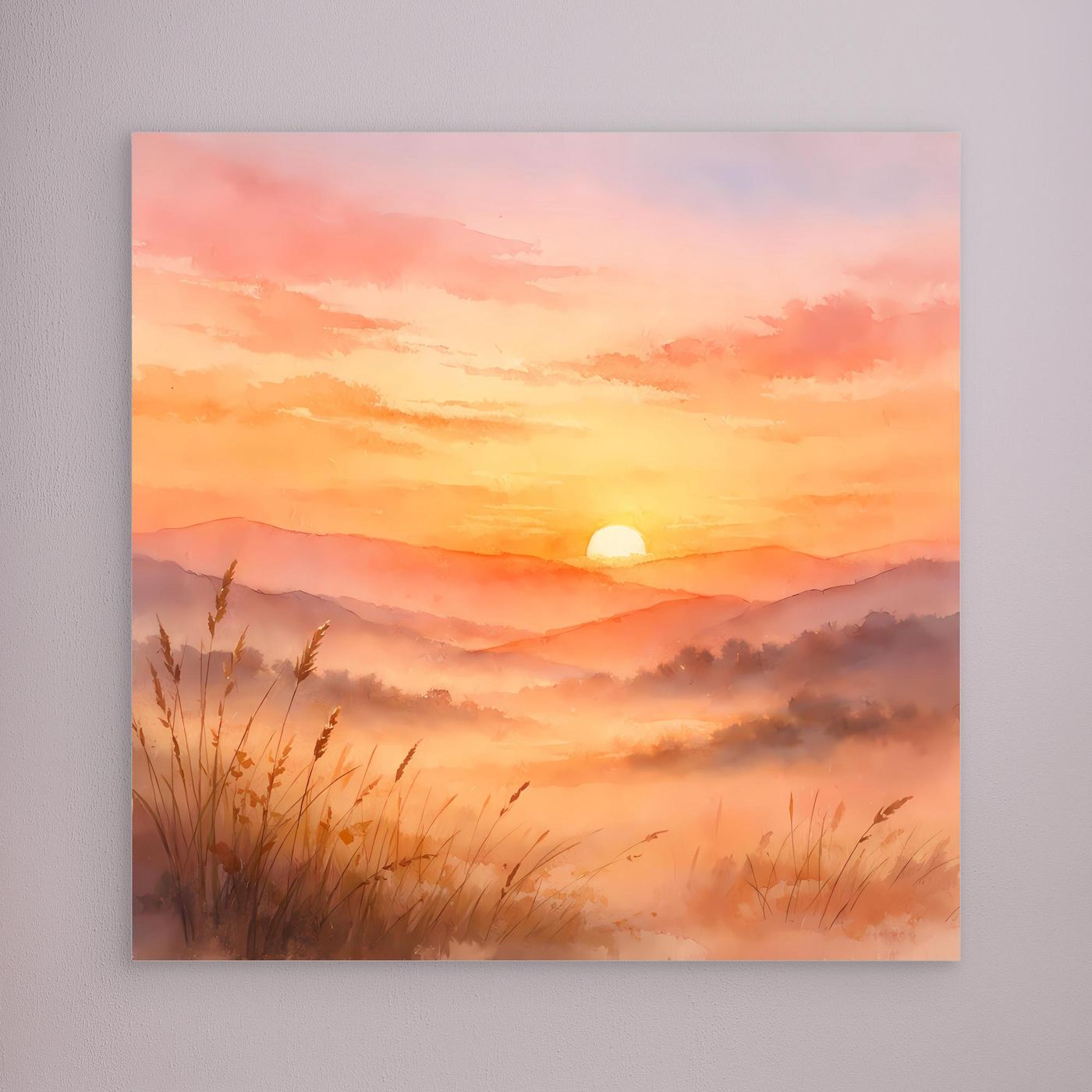 Leinwandbild Sonnenuntergang in den Bergen ohne sichtbaren Rahmen