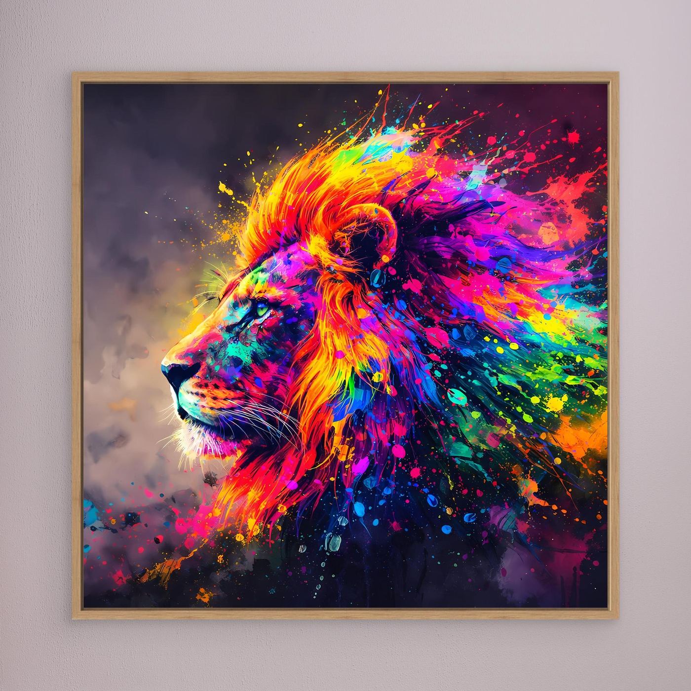 Leinwandbild Majestätischer Löwe | Abstraktes Pop-Art Löwen Wandbild auf Keilrahmen