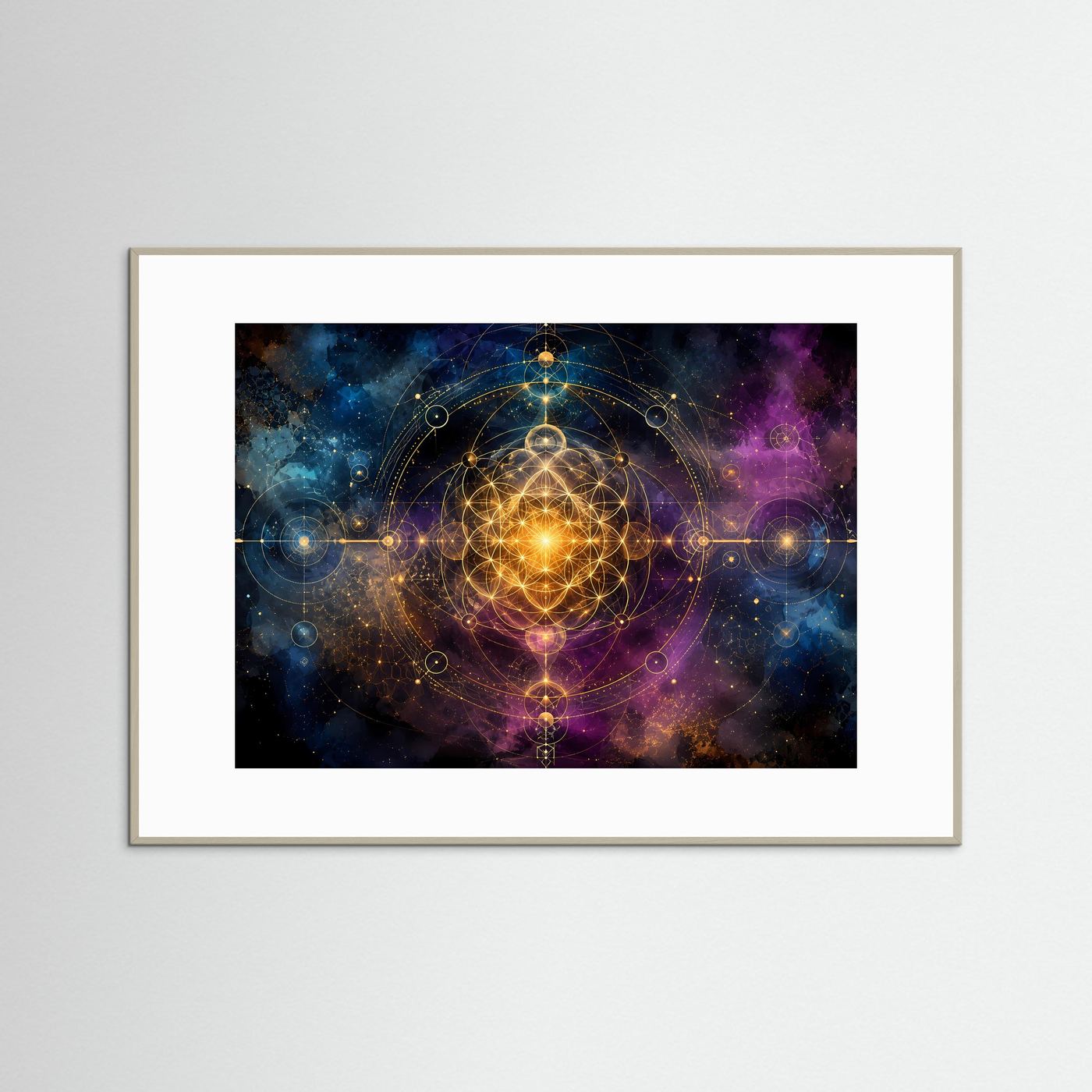 Heilige Geometrie im Kosmos | Spirituelles Universum & Astrologie Poster im Querformat