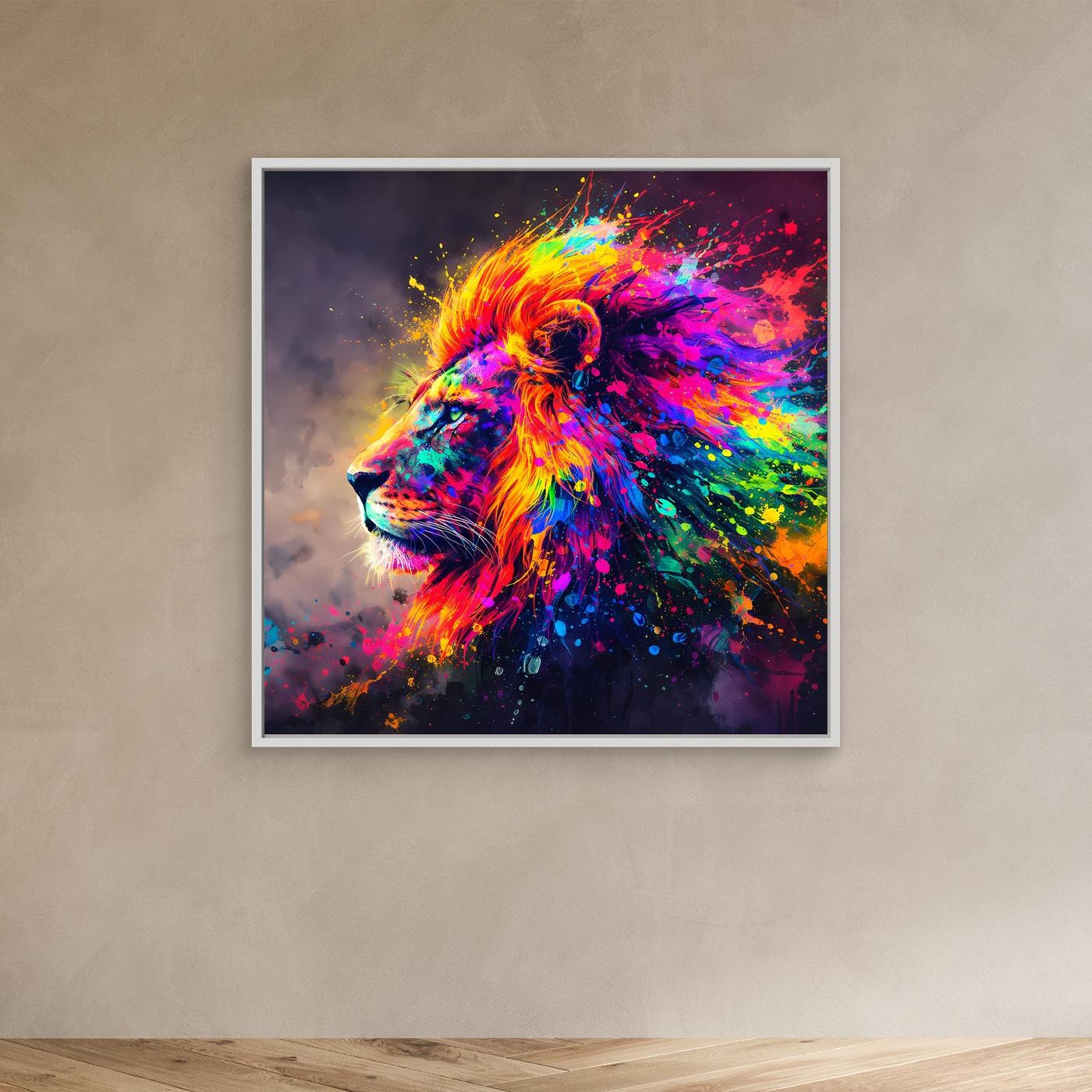 Leinwandbild Majestätischer Löwe | Abstraktes Pop-Art Löwen Wandbild auf Keilrahmen