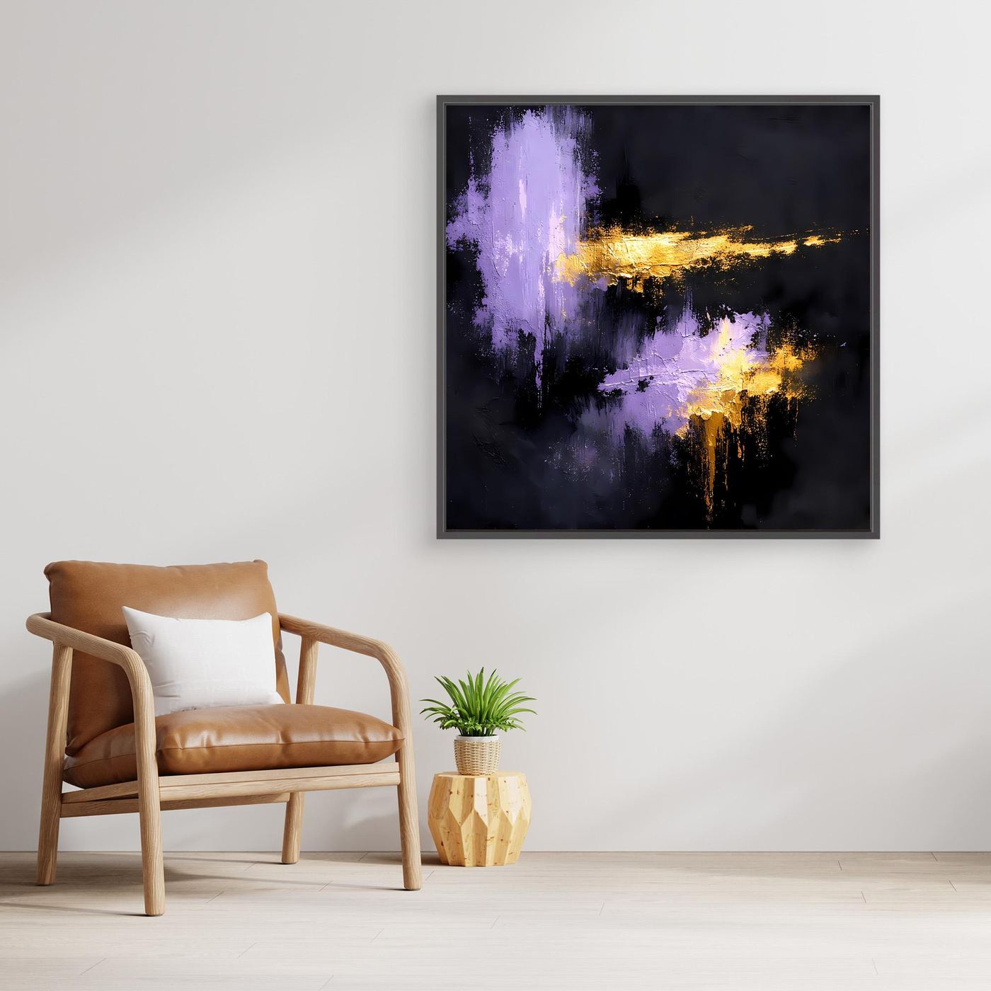 Leinwand Elegante Lila Nuancen und Gold | Modernes Abstraktes Expressionismus Wandbild