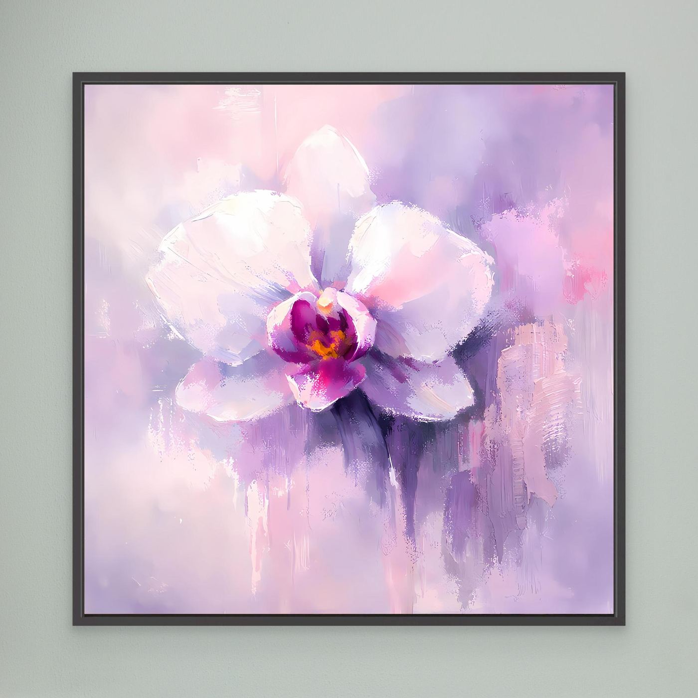 Leinwand Abstraktes Orchideen Blütenbild | Modernes Wandbild Weiß Violett Pink