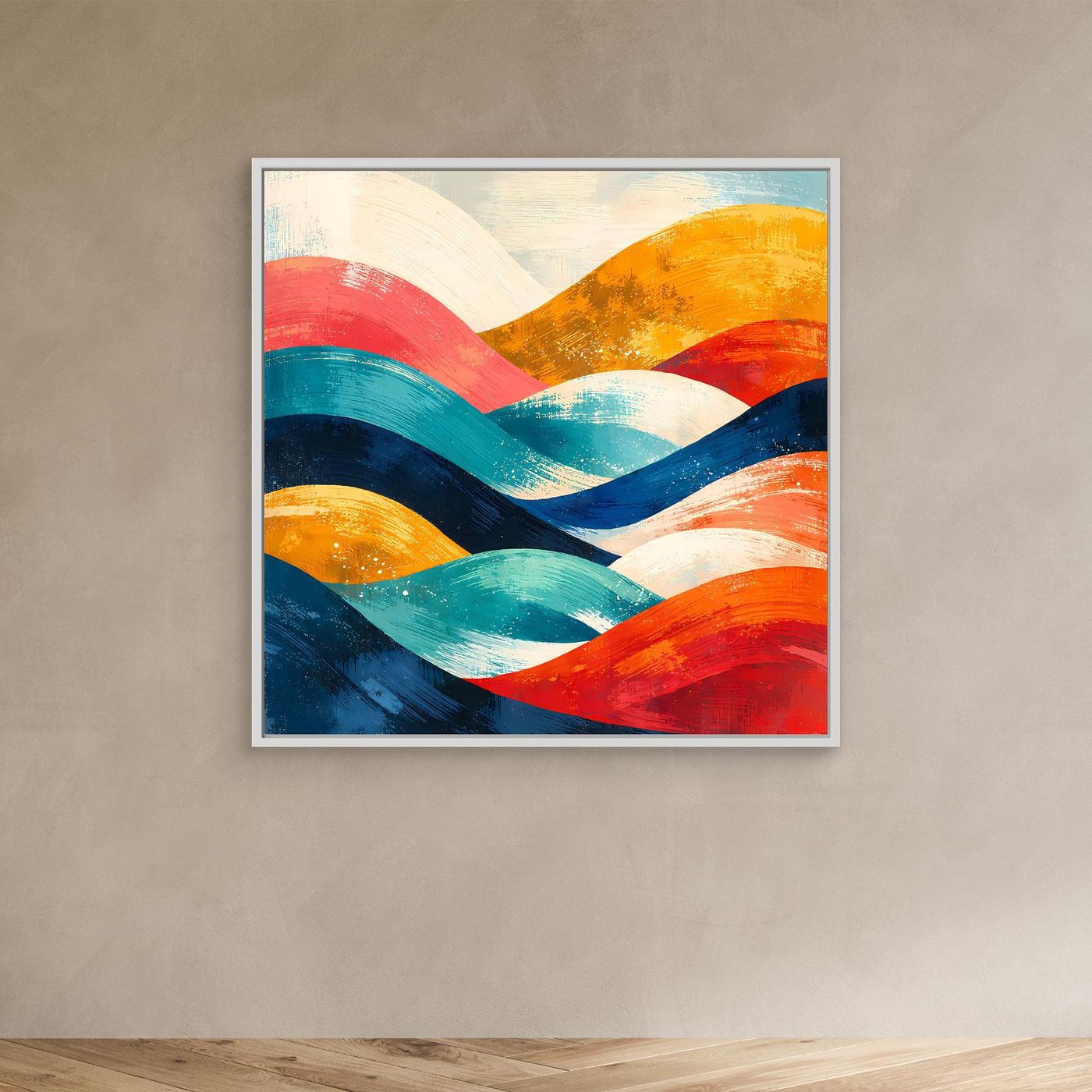 Leinwand Abstrakte Farbenfrohe Hügellandschaft | Modernes Wandbild auf Holz-Keilrahmen