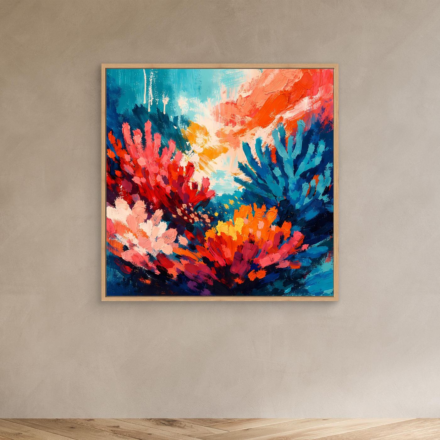 Leinwand Abstraktes Korallenriff im Farbenrausch | Modernes Unterwasser Wandbild