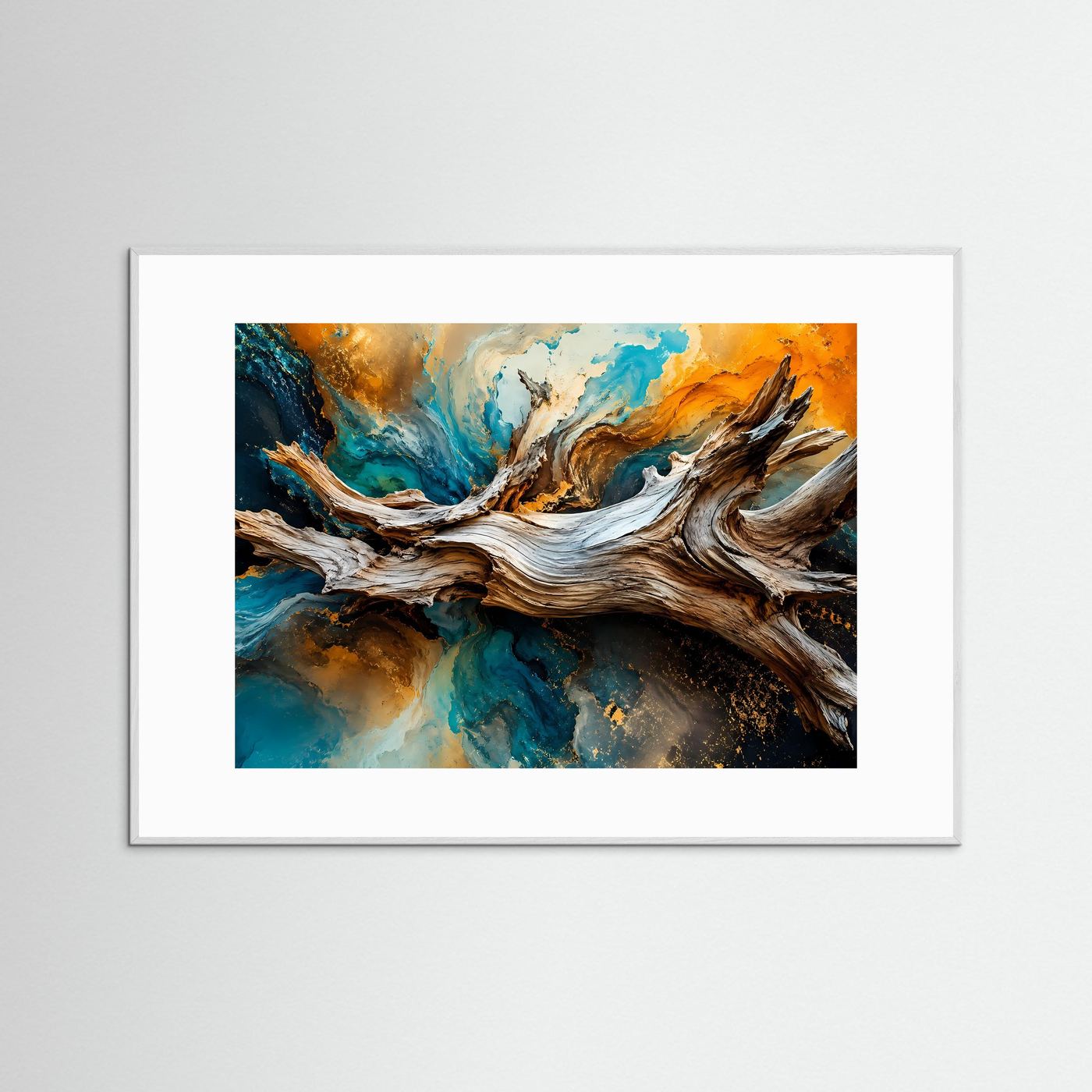 Urkräfte der Natur | Abstraktes Treibholz & Ozean Poster im Querformat