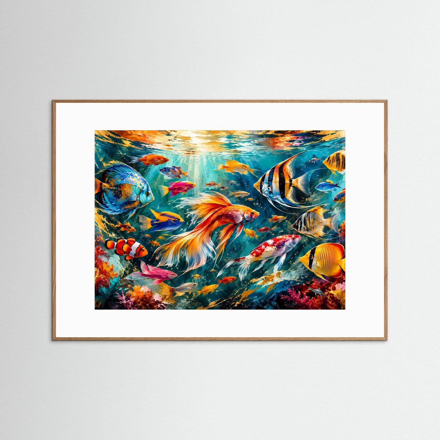 Unterwasserwelt in bunten Farben | Modernes Wandbild mit Korallenriff & exotischen Fischen