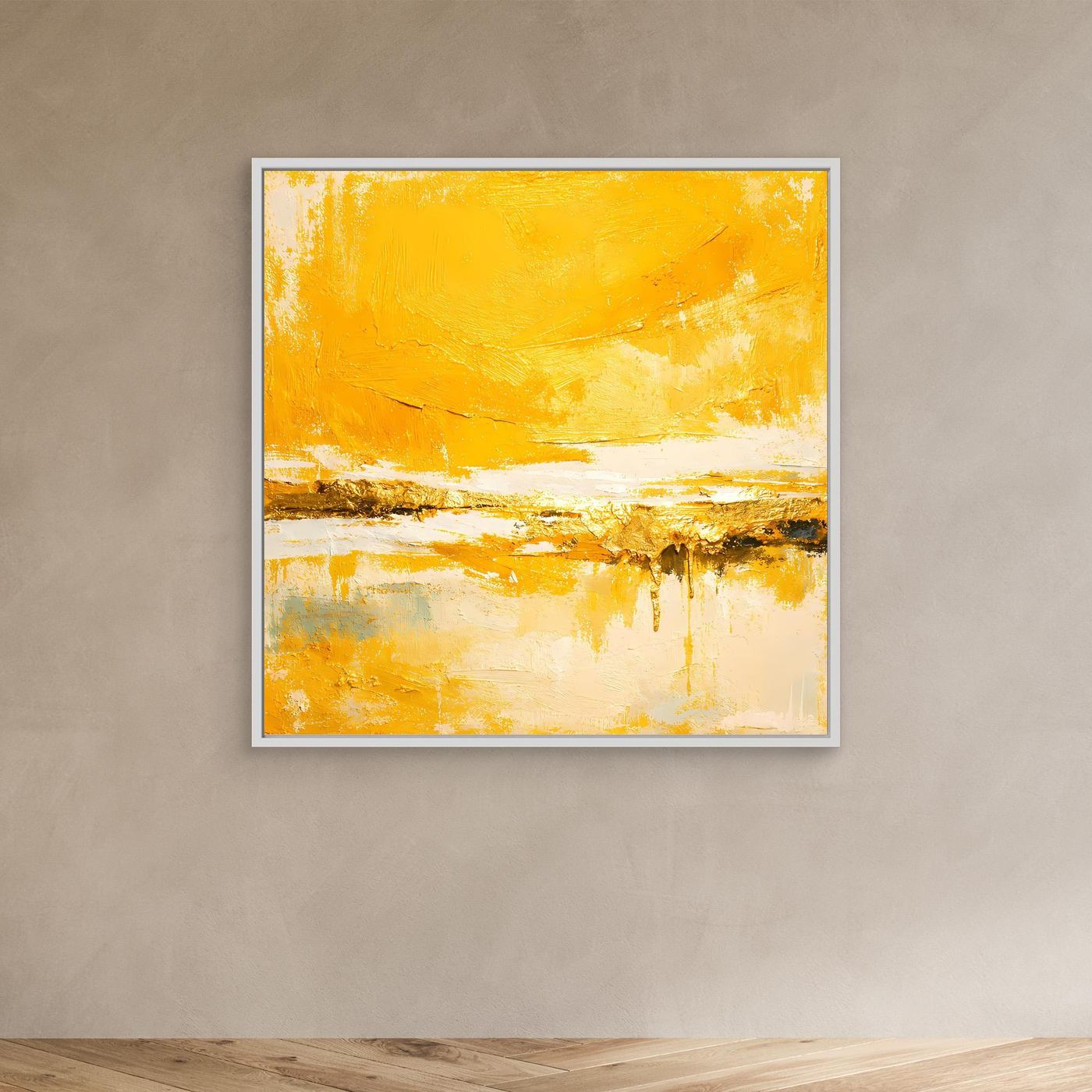 Leinwand Abstraktes Gemälde in Sonnengelb und Gold | Modernes Abstraktes Wandbild
