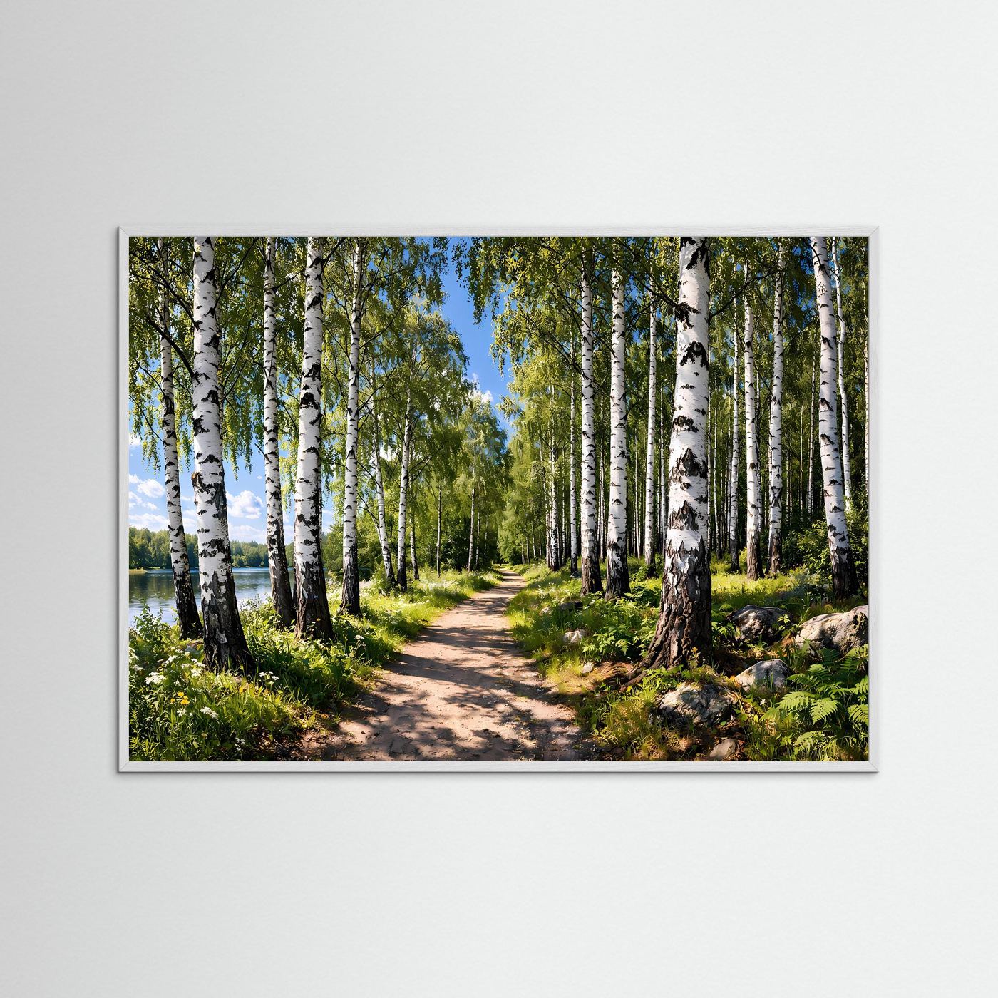 Lichter Birkenwald am Seeufer | Natur & Weg Poster Querformat