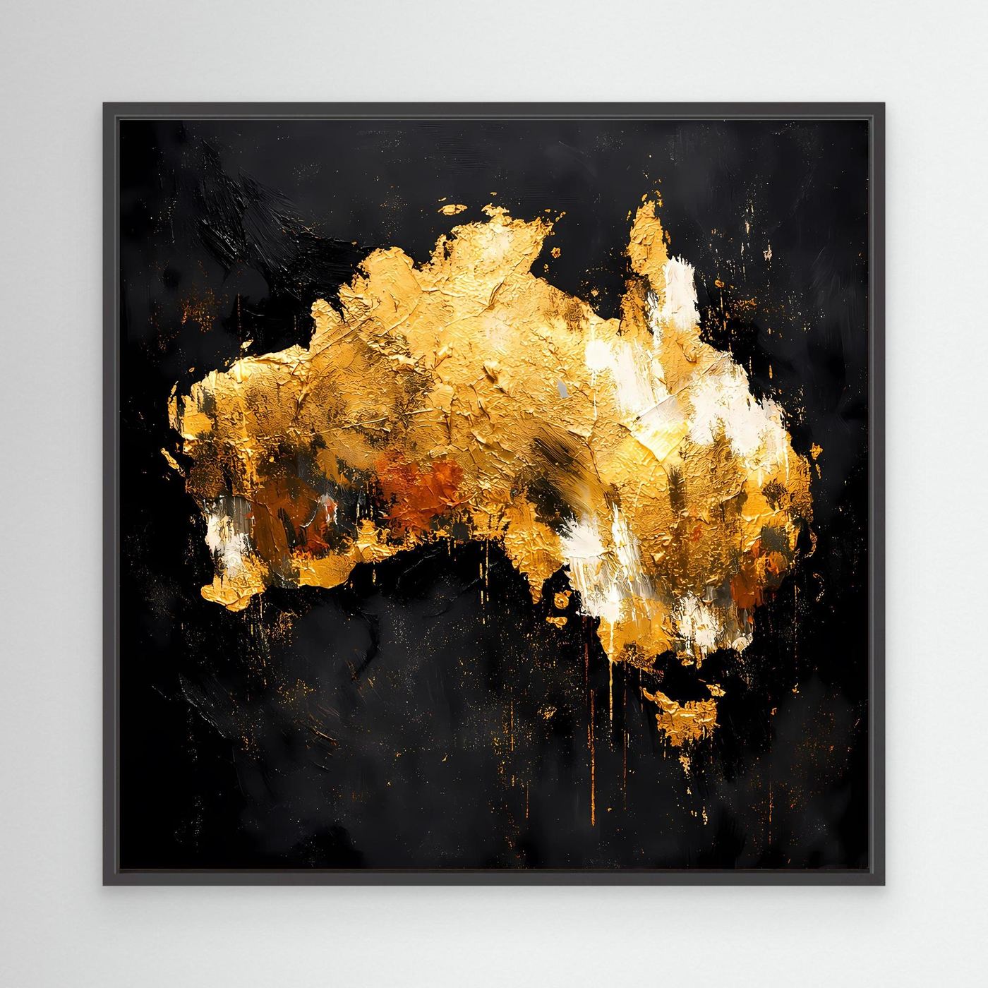 Leinwand Goldene Landkarte von Australien | Modernes Luxus Wandbild Kontinent