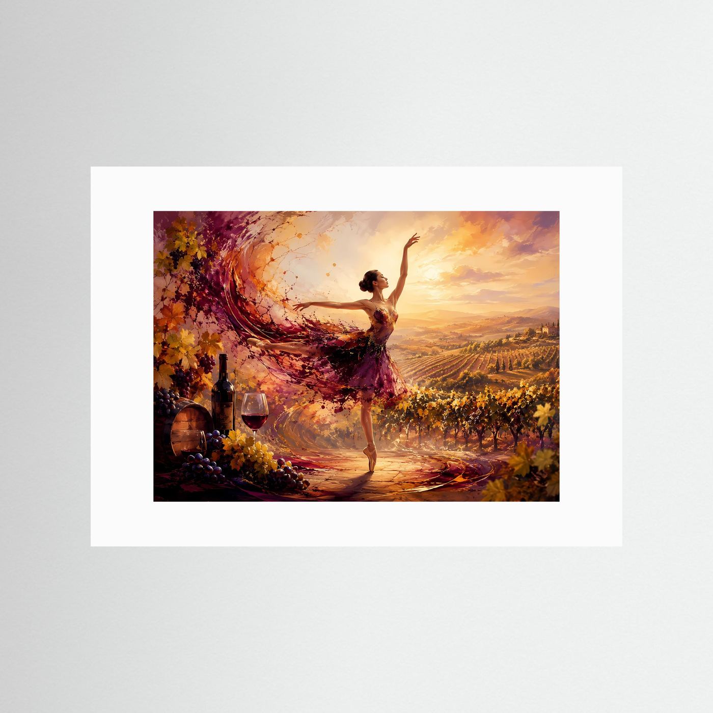 Ballerina im Weinberg | Elegantes Tanz Poster mit Toskana & Weinromantik