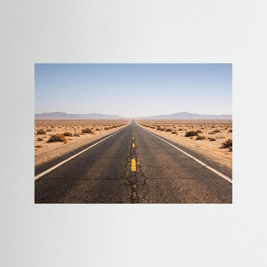 Wüstenstraßen-Panorama-Poster im Querformat, gerade Straße durch die Wüste