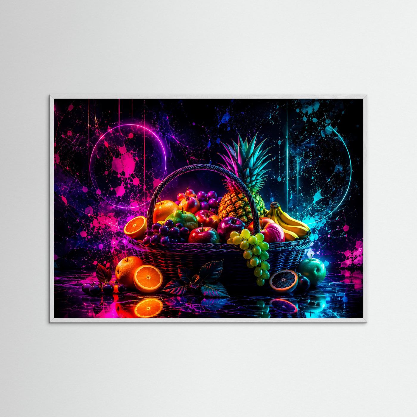 Neon Obstkorb in leuchtenden Farben | Moderne Pop Art mit Früchten