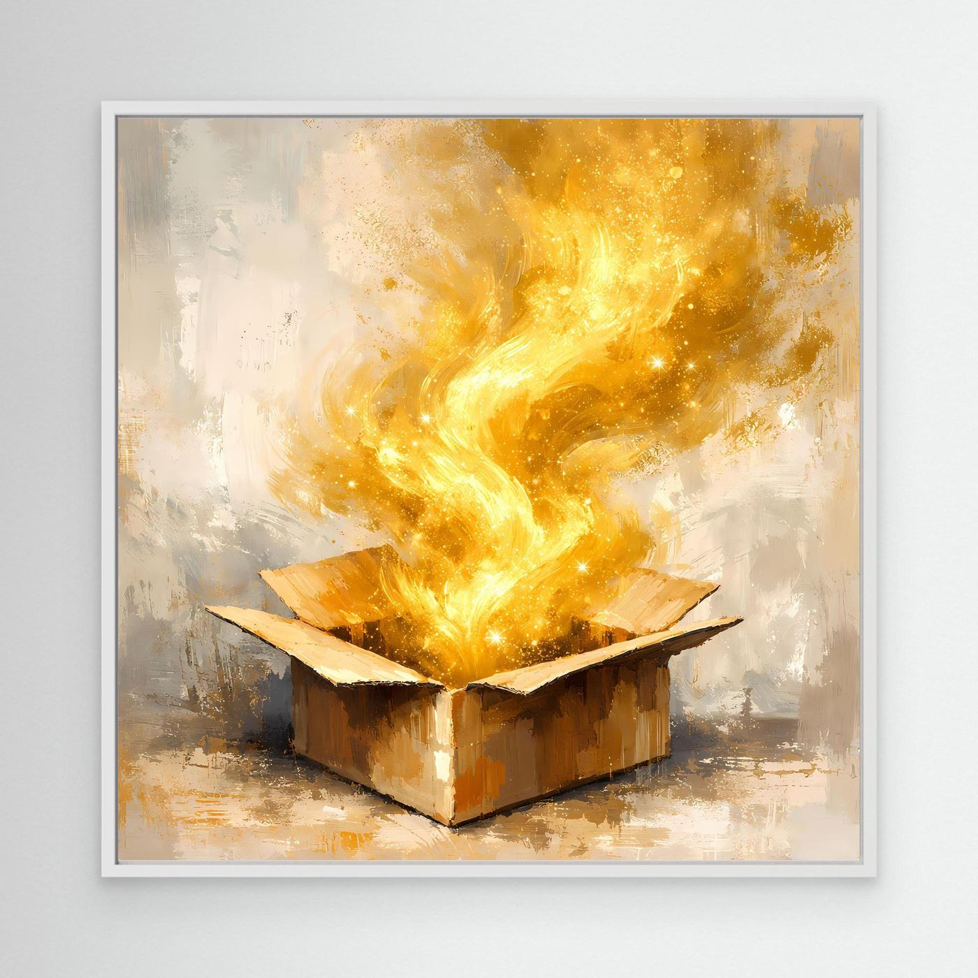 Premium Leinwand Magisches Leuchten aus der Box | Abstraktes Fantasy Wandbild Goldglorie