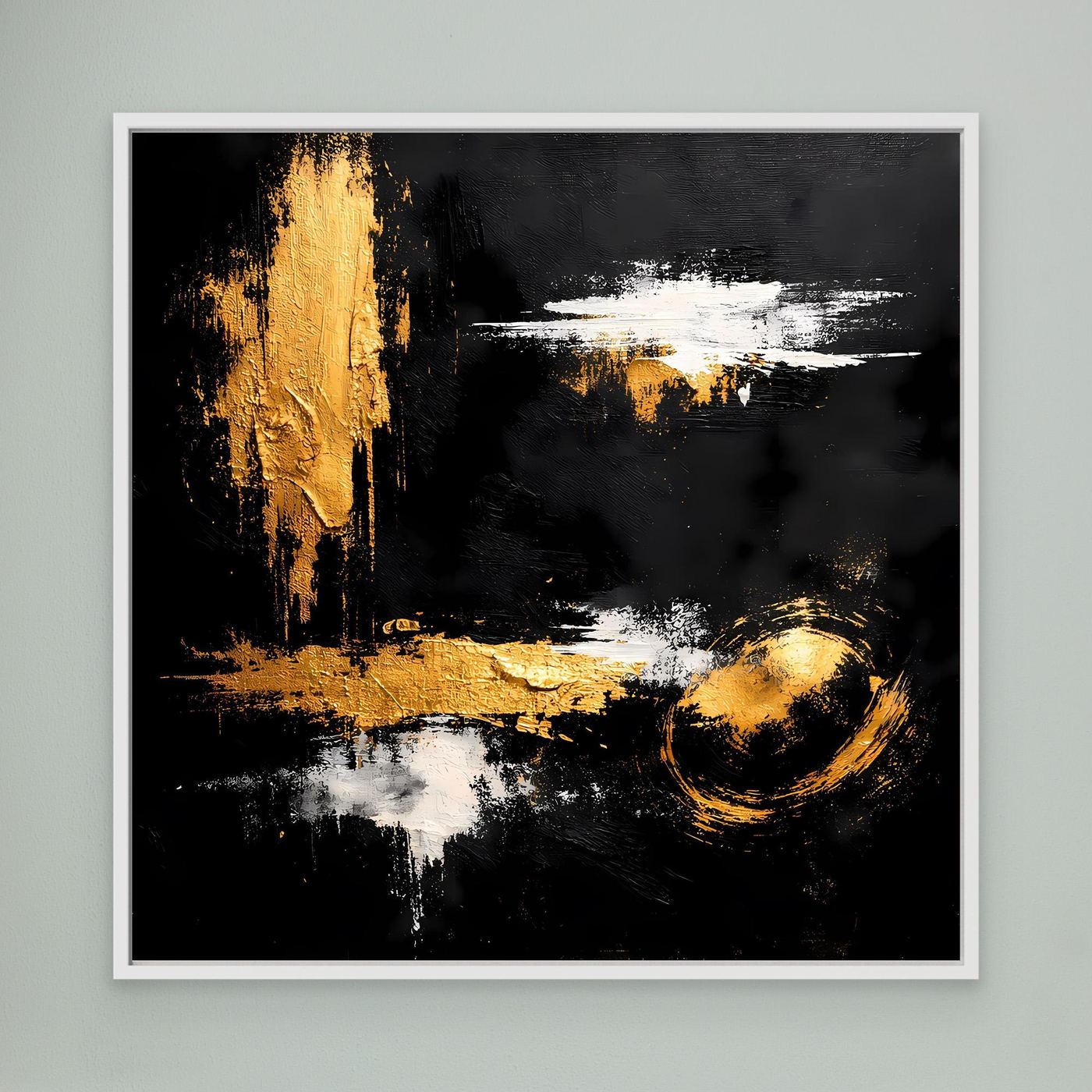 Leinwand Abstraktes Meisterwerk in Gold und Weiß | Modernes Galerie Wandbild