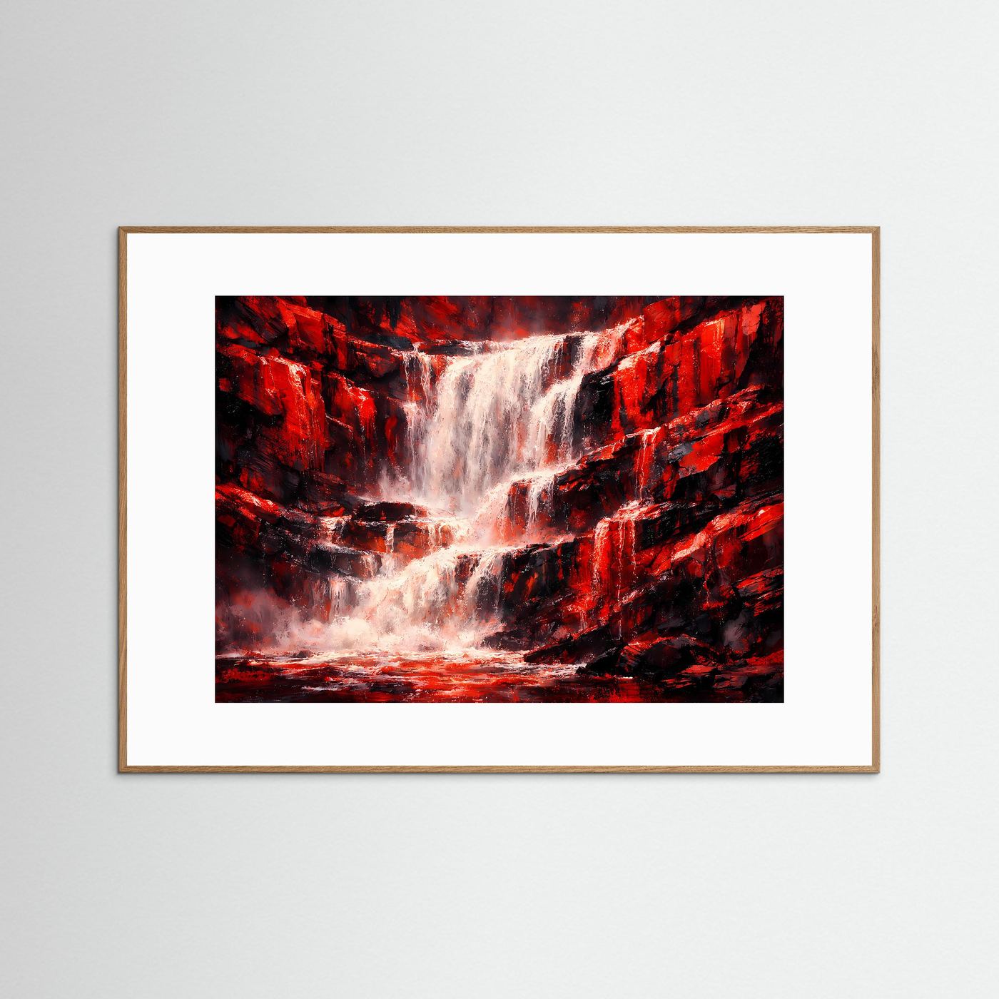 Dramatischer roter Wasserfall | Gewaltige Natur & Felsen Poster Querformat