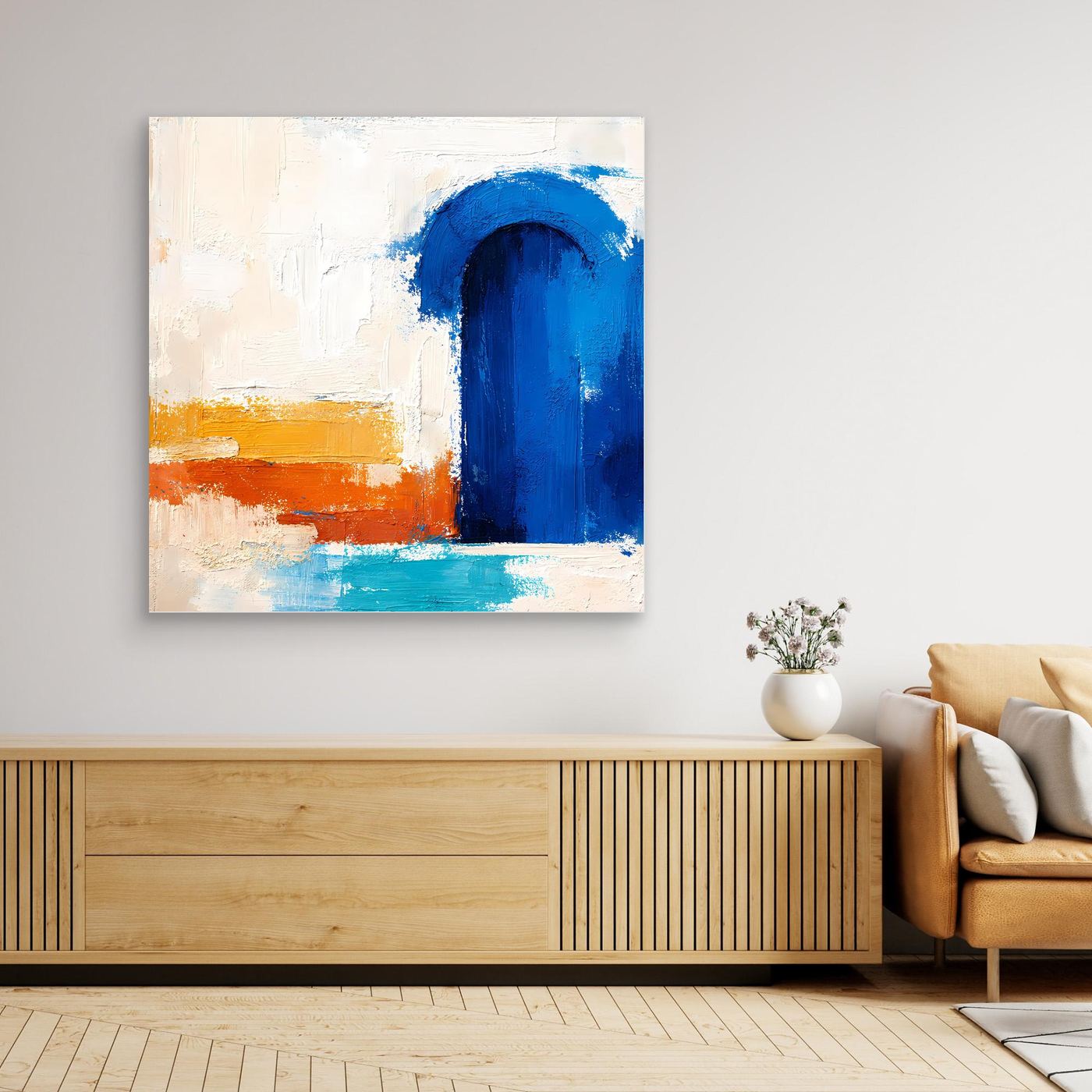 Leinwand Blauer Marokkanischer Torbogen | Abstraktes Orientalisches Wandbild