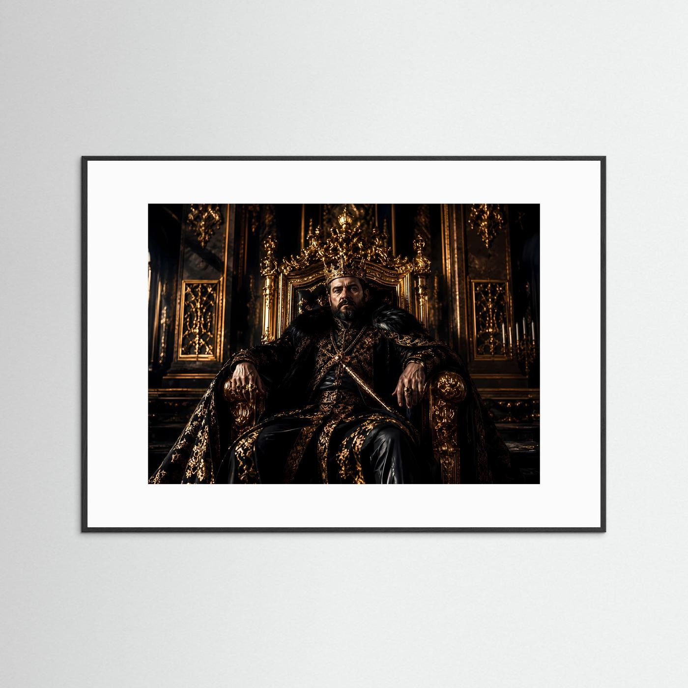 Mächtiger König auf goldenem Thron | Royaler Herrscher & Barock Poster