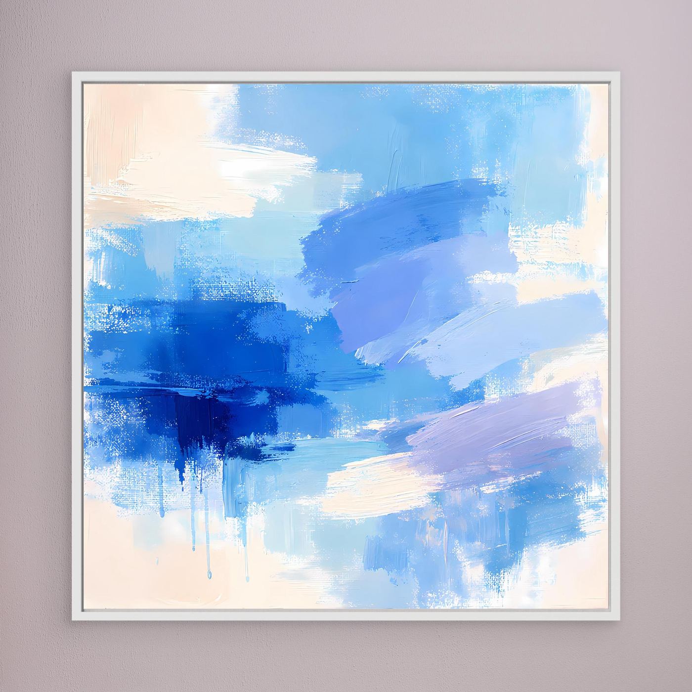 Leinwand Abstrakte Blaue Pinselstriche | Modernes Minimalistisches Wandbild Meer