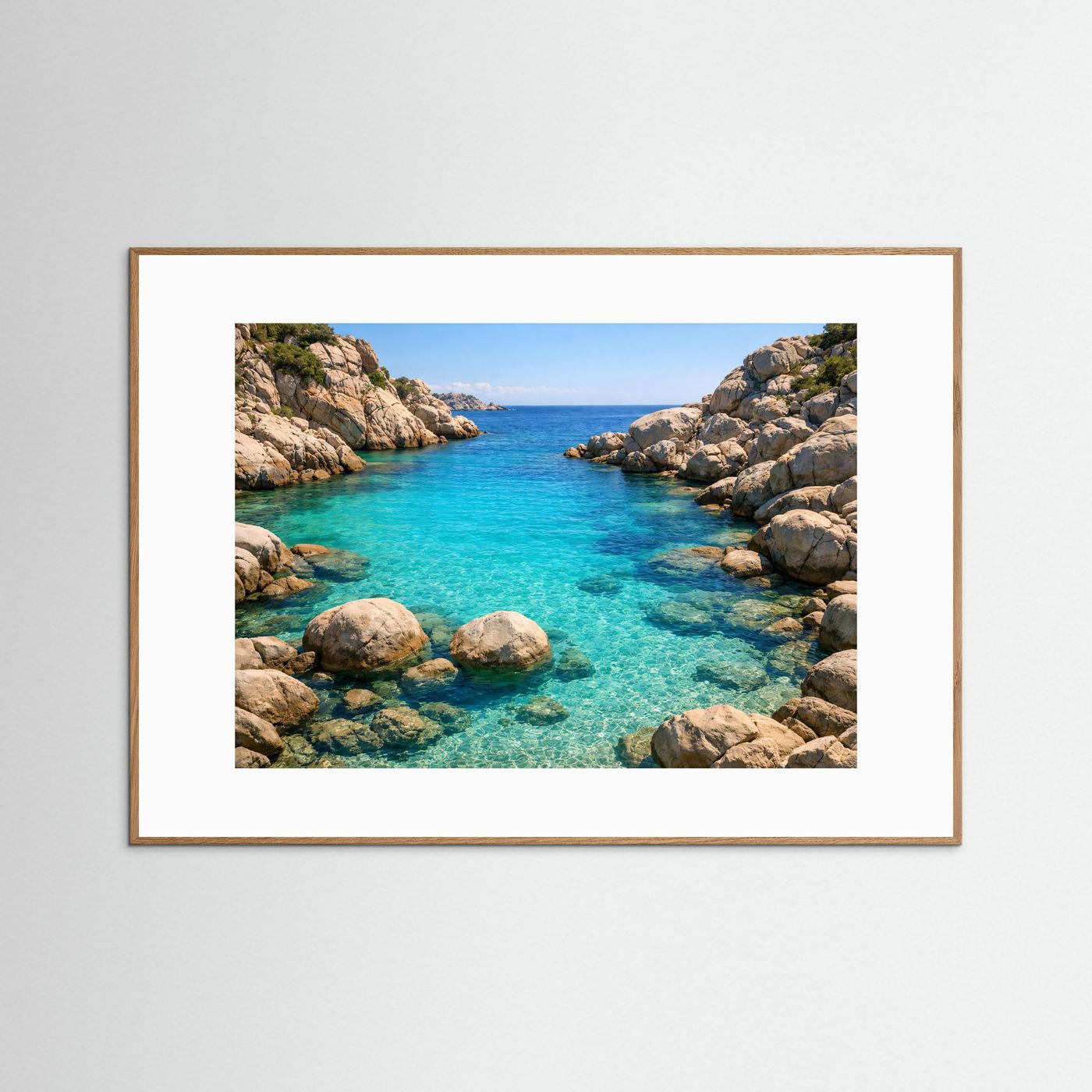 Türkisblaue Felsenbucht | Karibischer Strand & Natur Poster Querformat