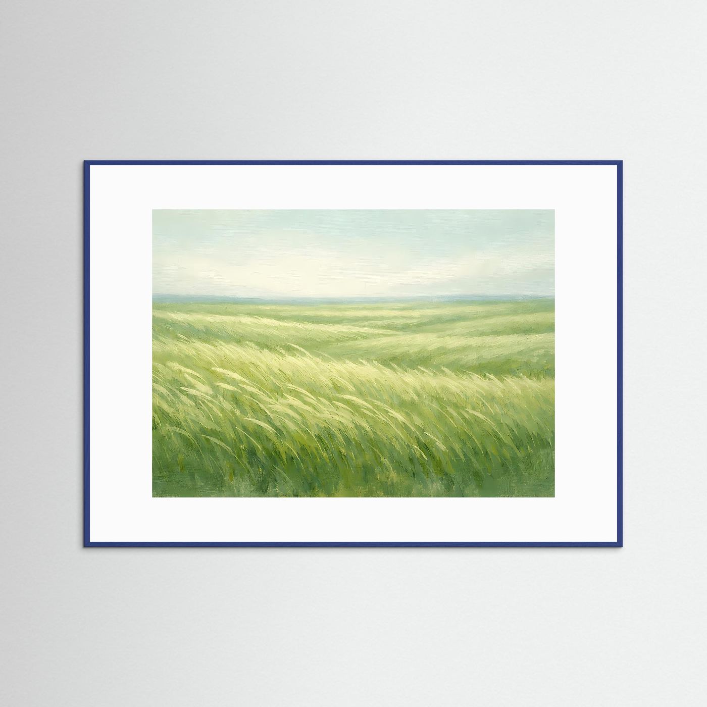 Weite Graslandschaft im Wind | Beruhigende Natur & Wiese Poster Querformat