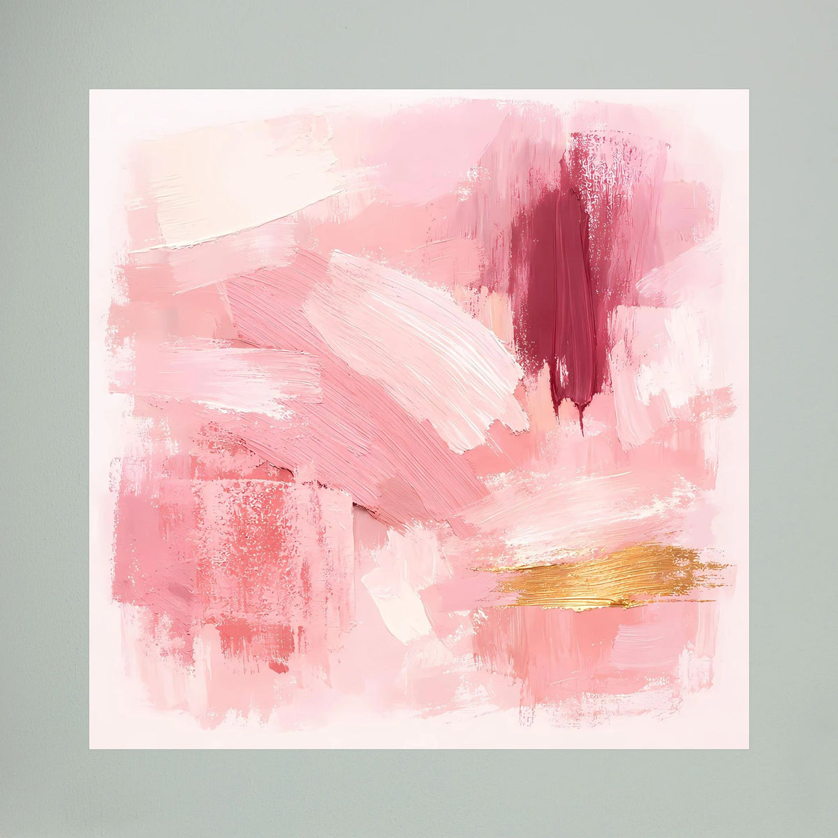 Leinwand Abstraktes Gemälde in Rosa und Gold | Modernes Elegantes Wandbild Pastell