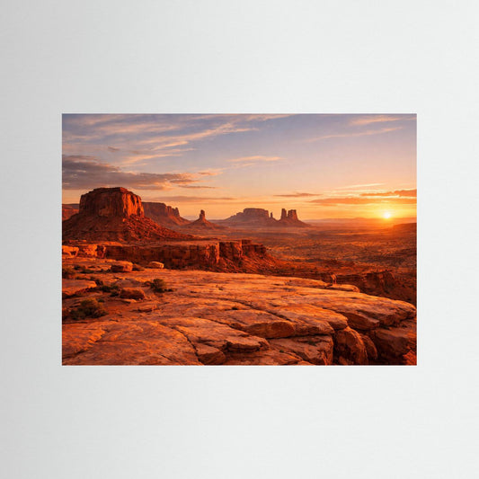 Naturposter im Querformat: Canyonlandschaft bei Sonnenuntergang, ohne Rahmen