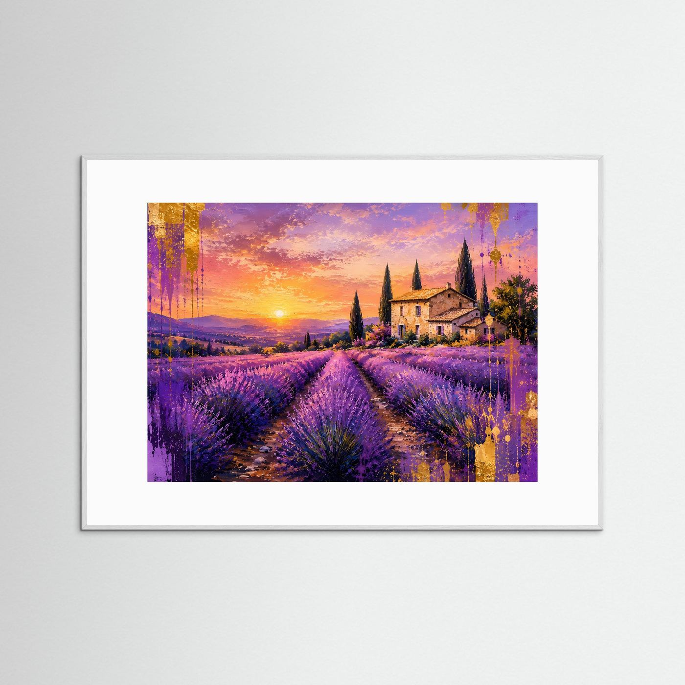 Träumerische Lavendelfelder in der Provence | Sonnenuntergang & Toskana Poster Querformat