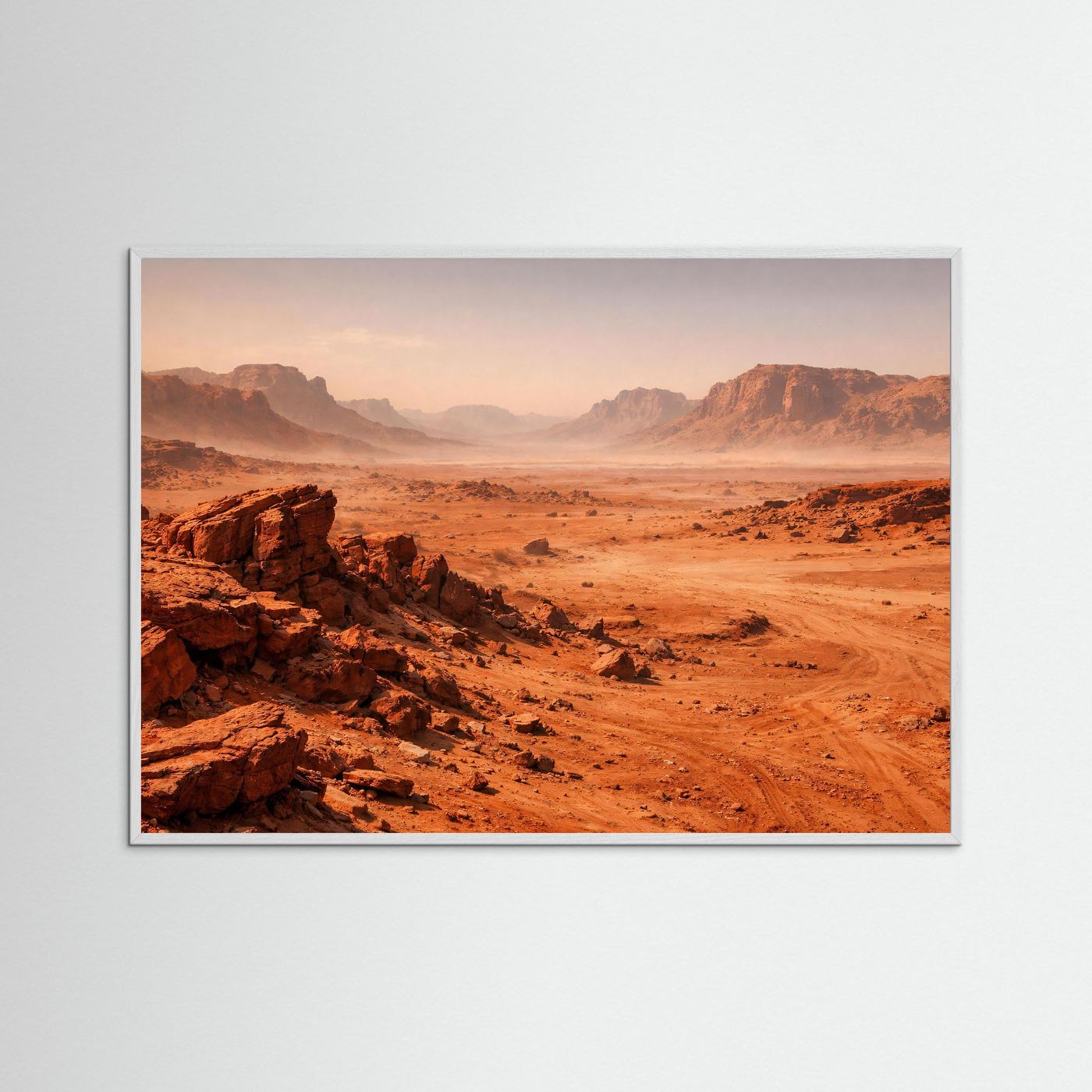 Weite des Canyons im Dunst | Rote Wüstenlandschaft & Natur Poster Querformat